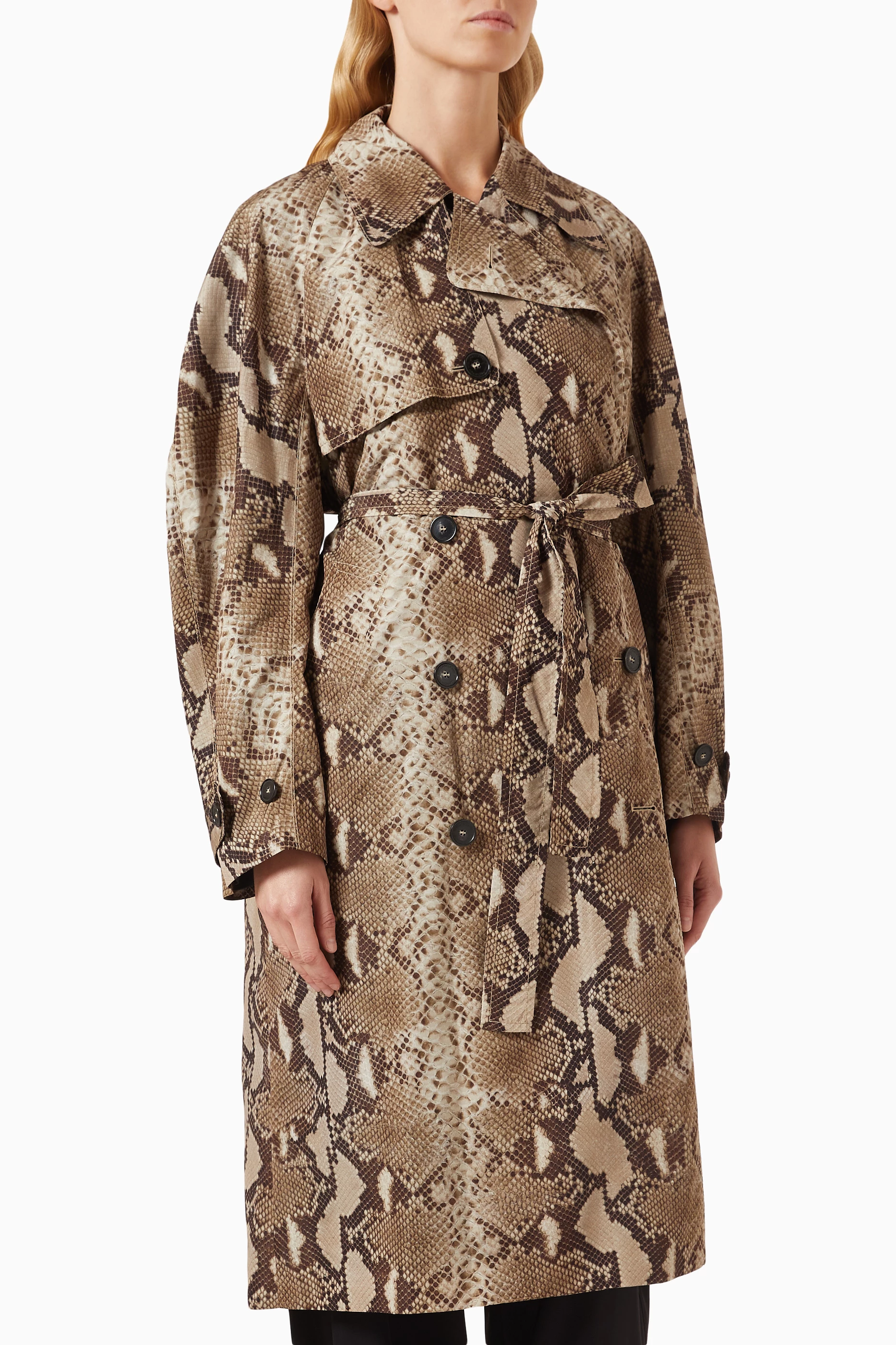 Buy Stella McCartney Multicolour Python-print Belted Trench Coat