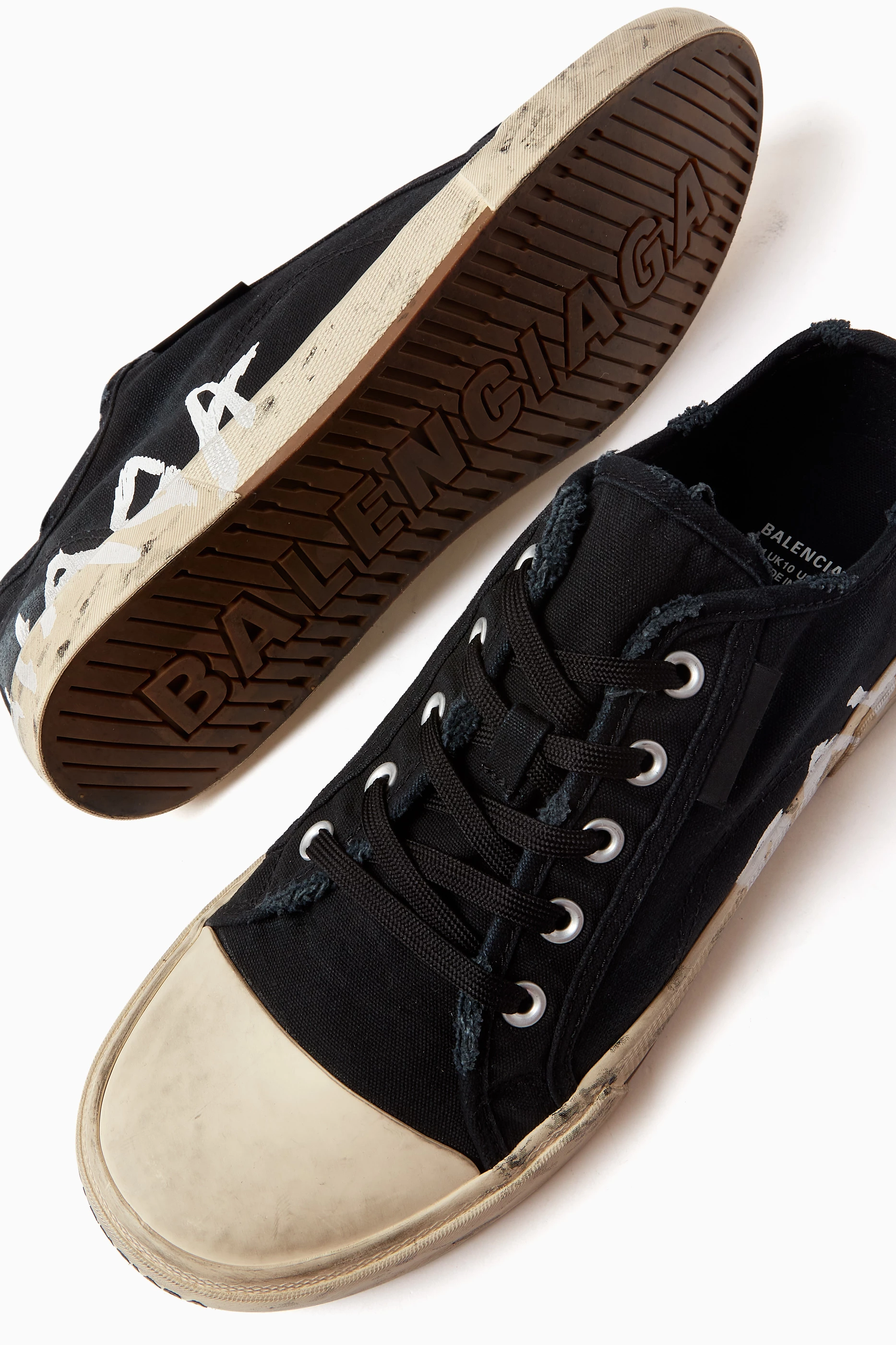 Buy Balenciaga Black Paris Low-top Graffiti Sneakers in Canvas For 