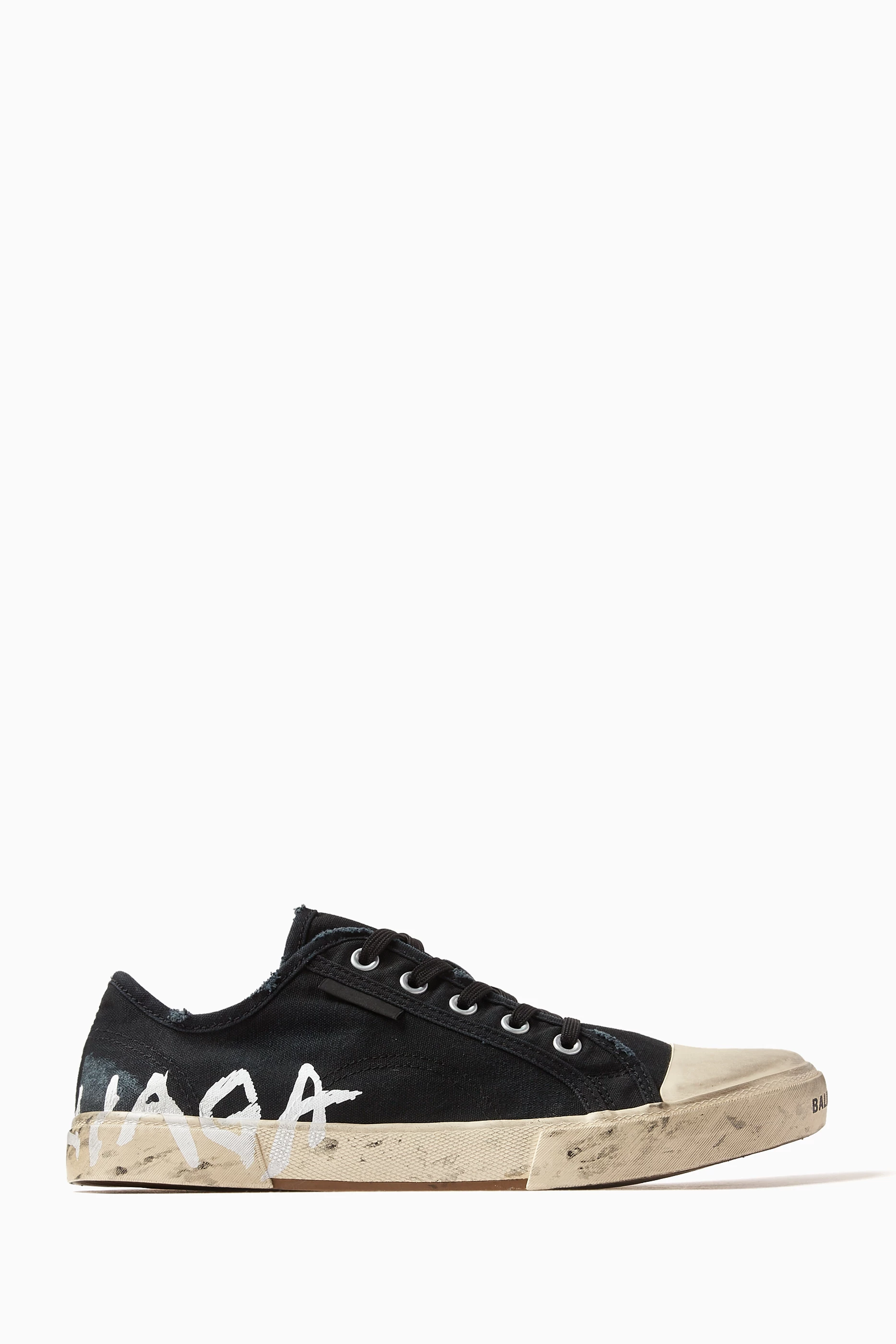 Buy Balenciaga Black Paris Low-top Graffiti Sneakers in Canvas For 