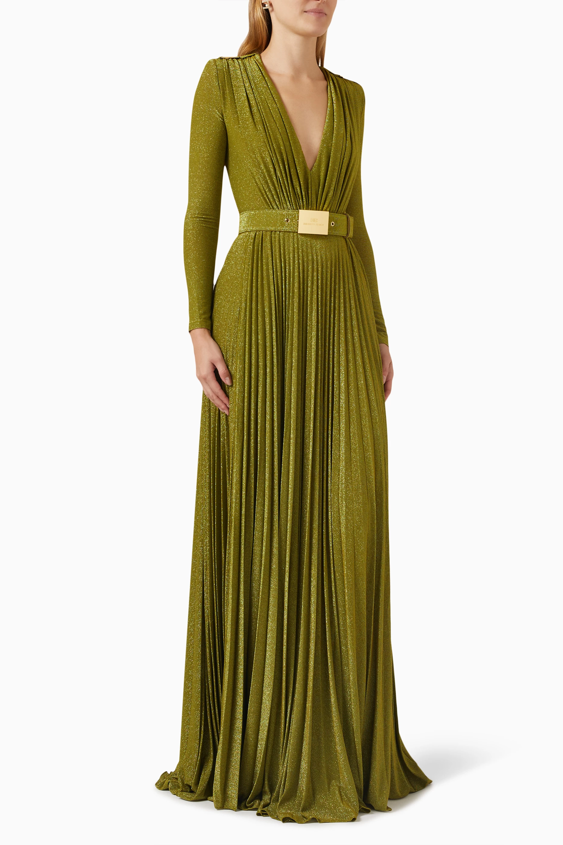 elisabetta franchi green dress Elisabetta Franchi Dress In Viscose Georgette With Flounce Skirt