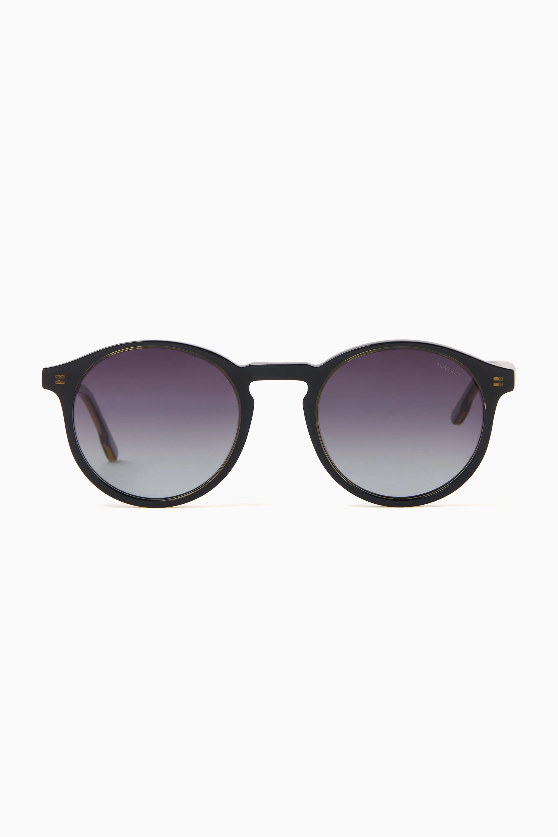 Buy Komono Black Archie Grand Round Sunglasses in Eco  display picture 1