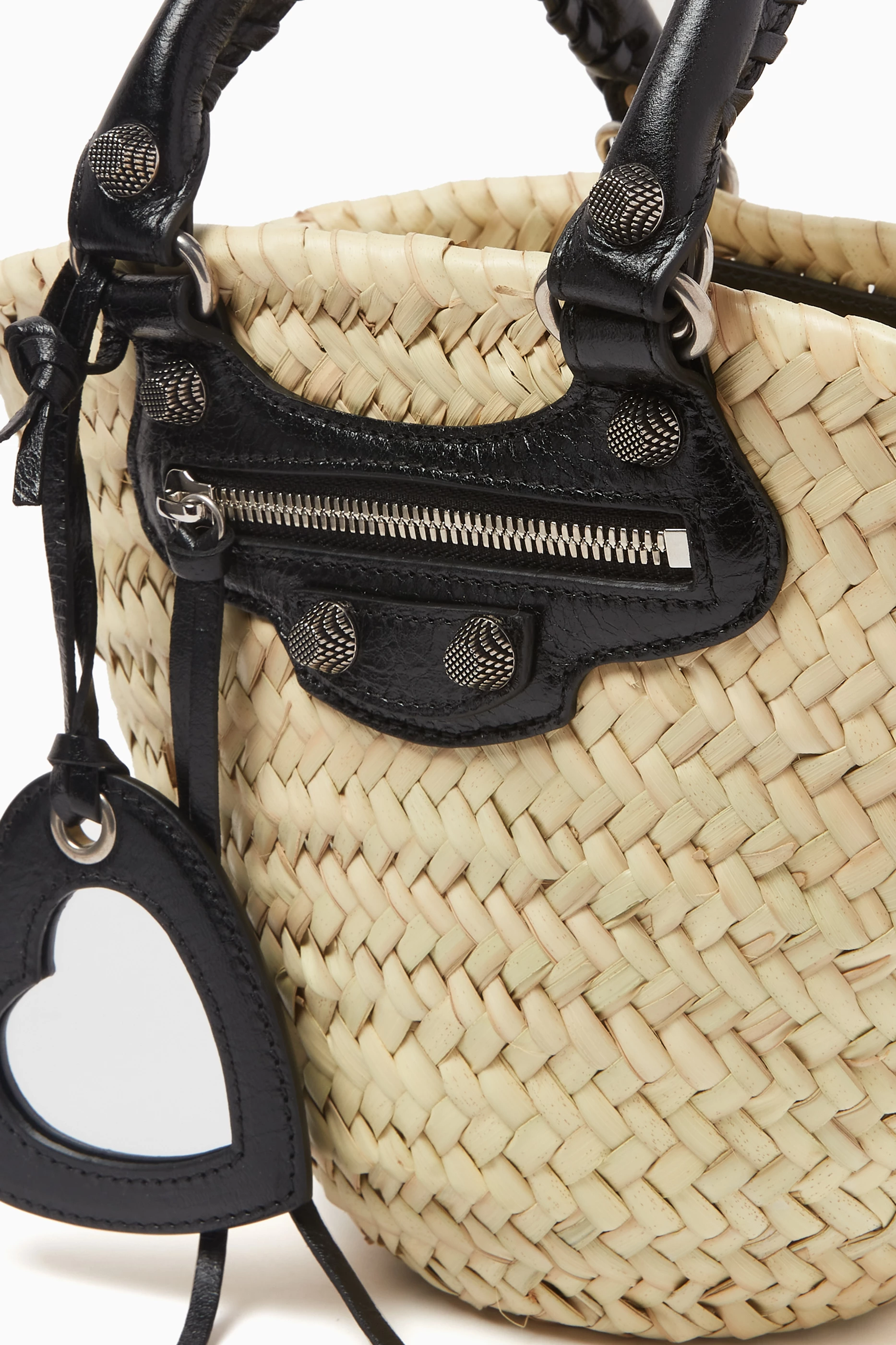 Buy Balenciaga Black Small Le Cagole Basket Shoulder Bag in Raffia