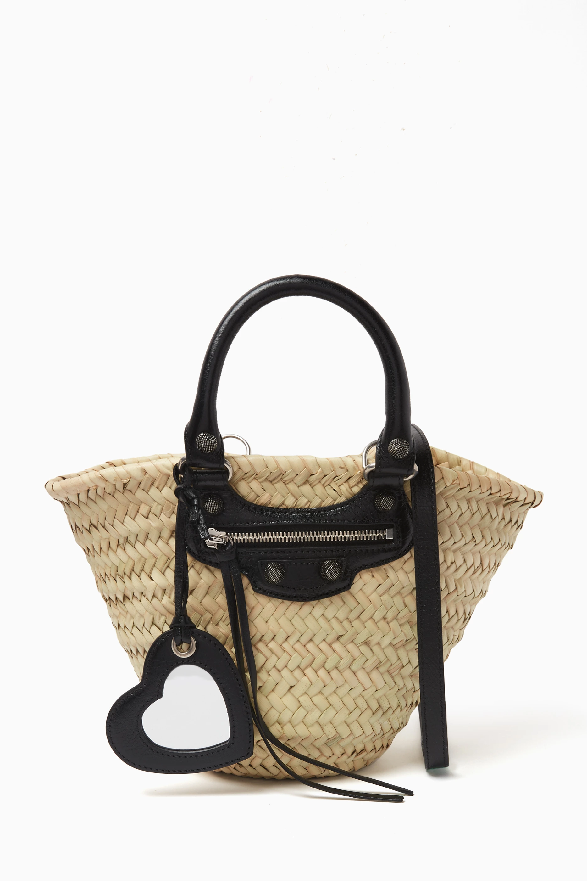 Buy Balenciaga Black Small Le Cagole Basket Shoulder Bag in Raffia
