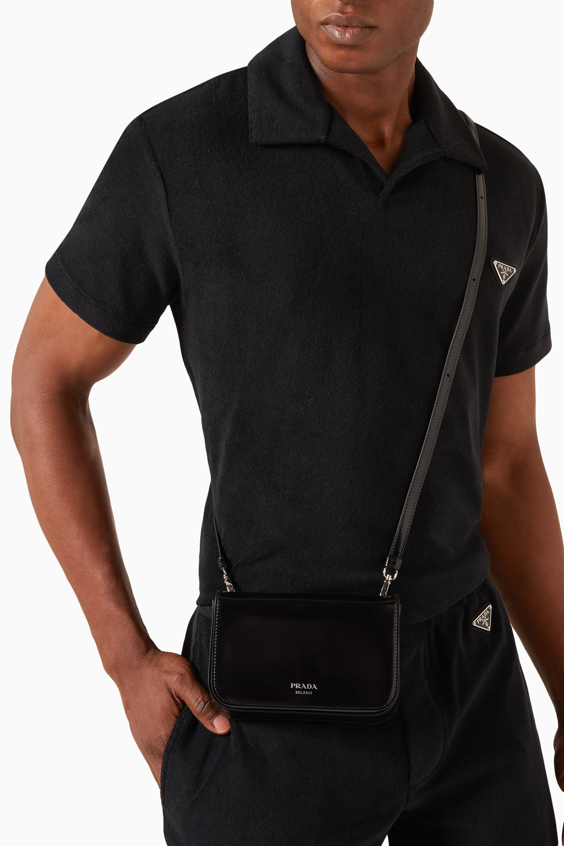 Buy Prada Black Mini Bag in Brushed Leather For Men Online Ounass Oman