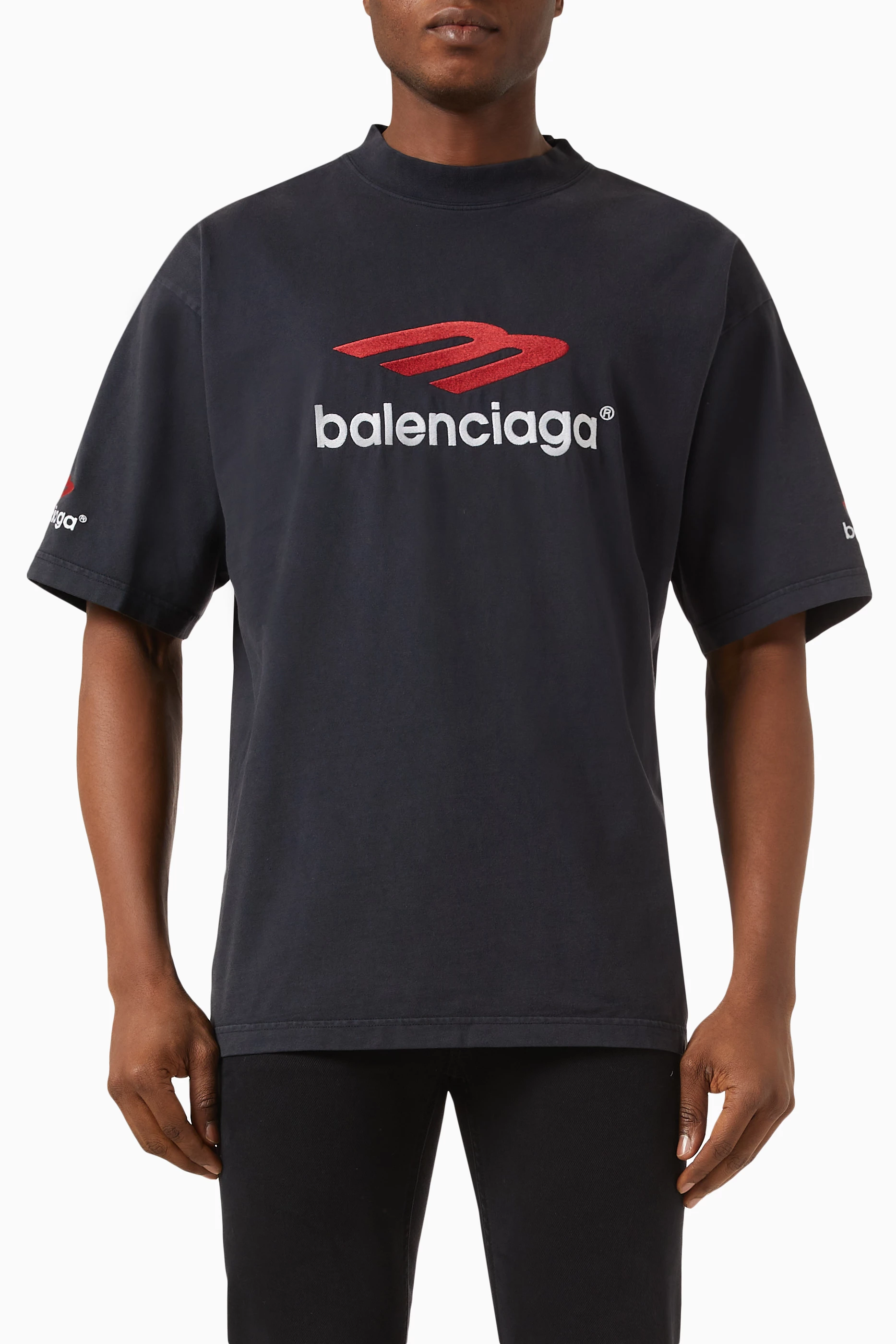 Buy Balenciaga Black 3B Sports Icon Medium-fit T-Shirt in Jersey