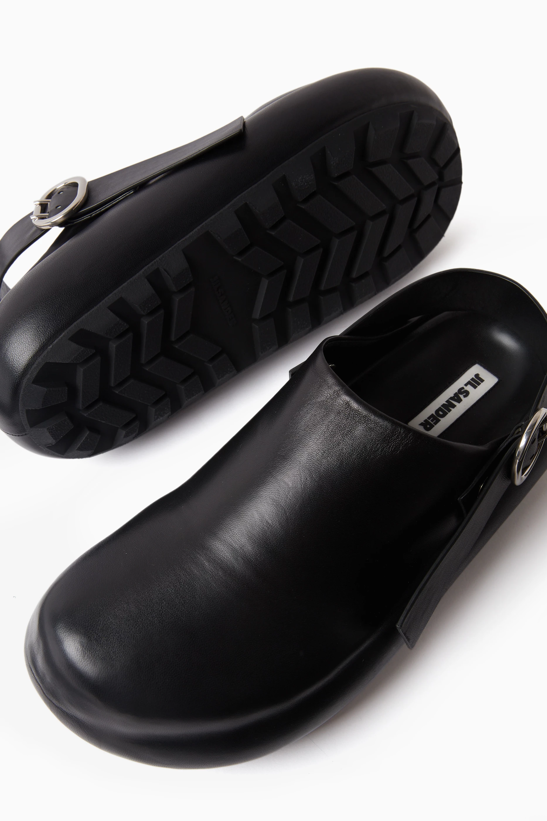 Buy Jil Sander Black Sabot Clog Shoes in Leather For Men Online
