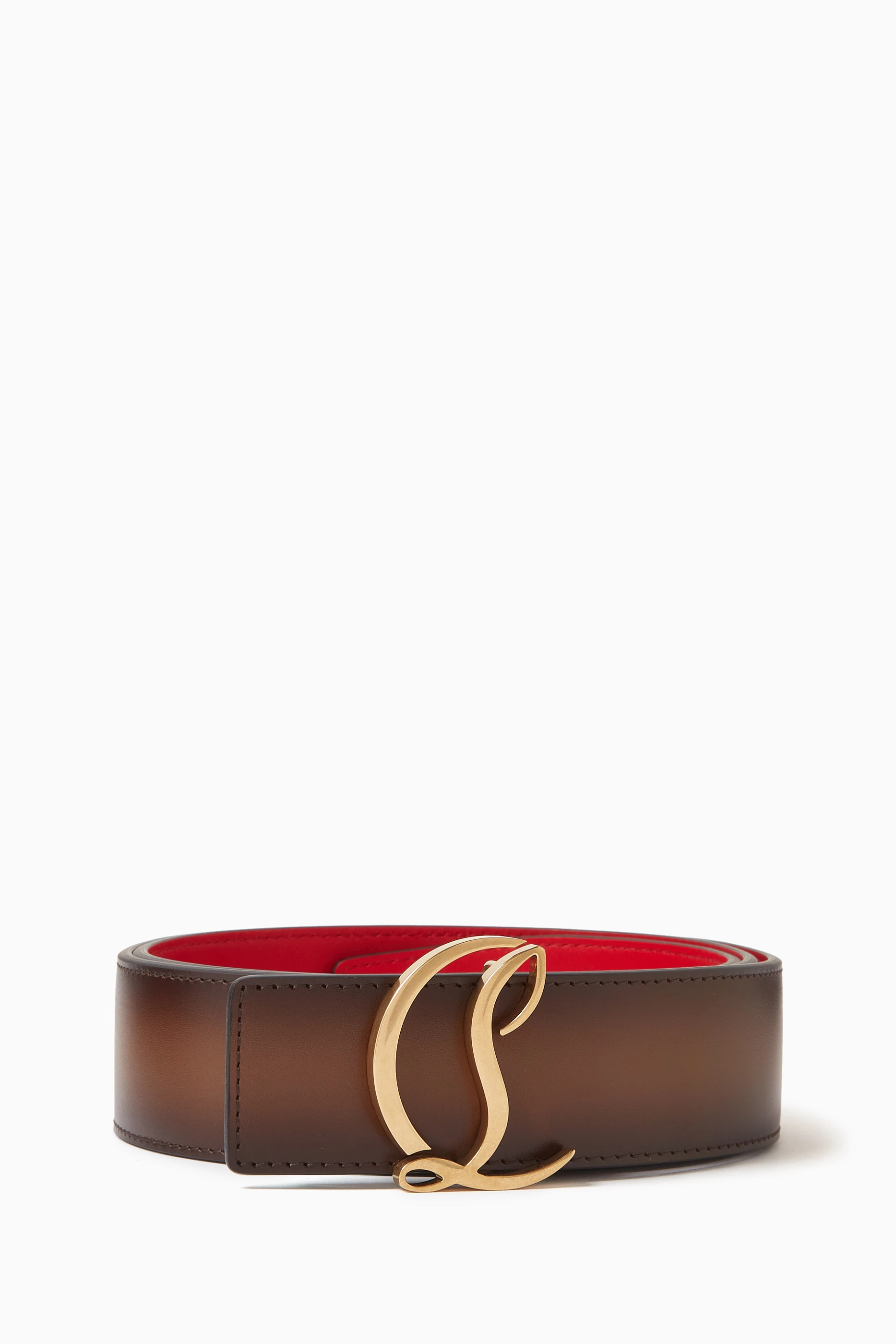 Christian Louboutin Brown leather CL logo Belt Leather belt Christian Louboutin Brown size 80 cm in Leather  main image 2