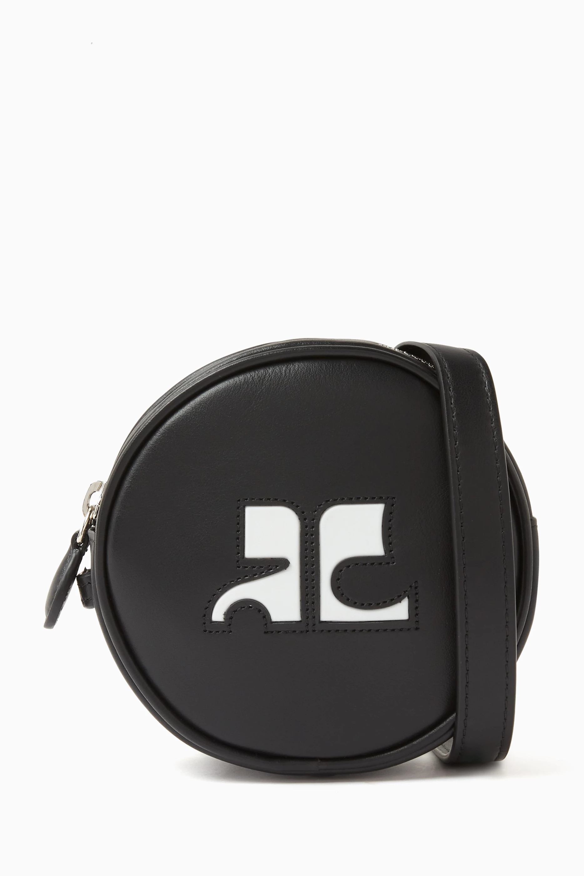 Buy Courreges Black Reedition Small Circle Bag in Leather For 