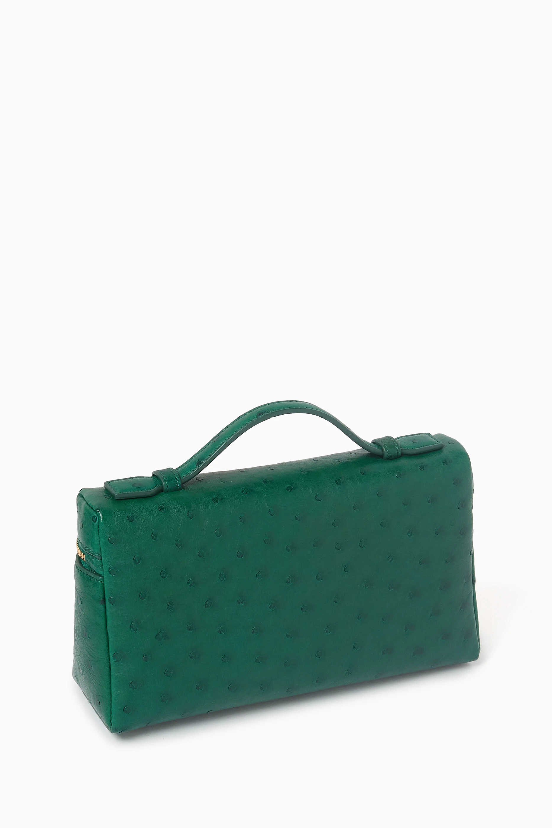Buy Loro Piana Green Extra Pocket Pouch L19 Bag in Ostrich Leather
