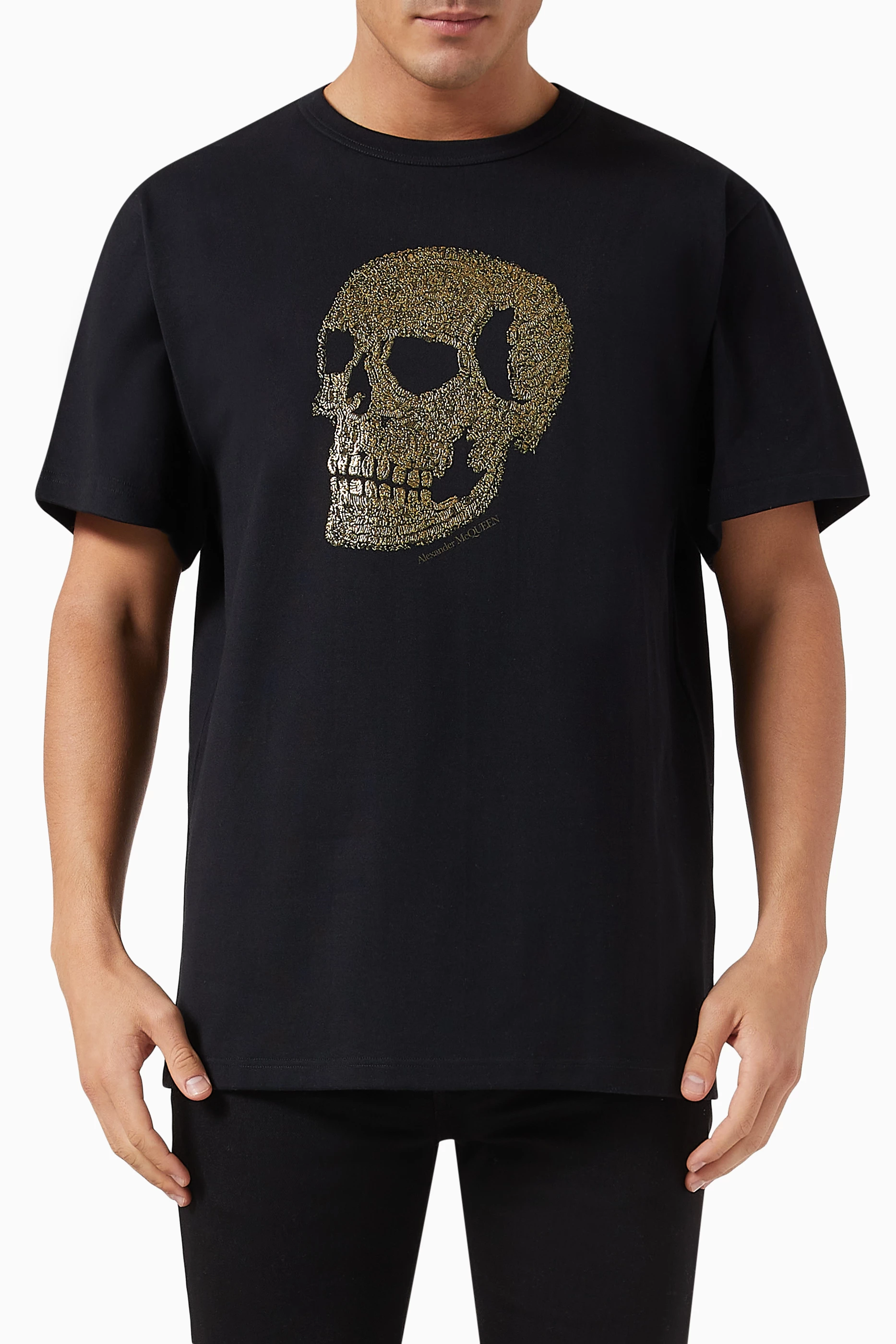 Tシャツ・カットソー alexander mcqueen SS25 'Skull' T-shirt (815067QTAC5 0582) Alexander McQueen skull-print Cotton T-shirt | Black