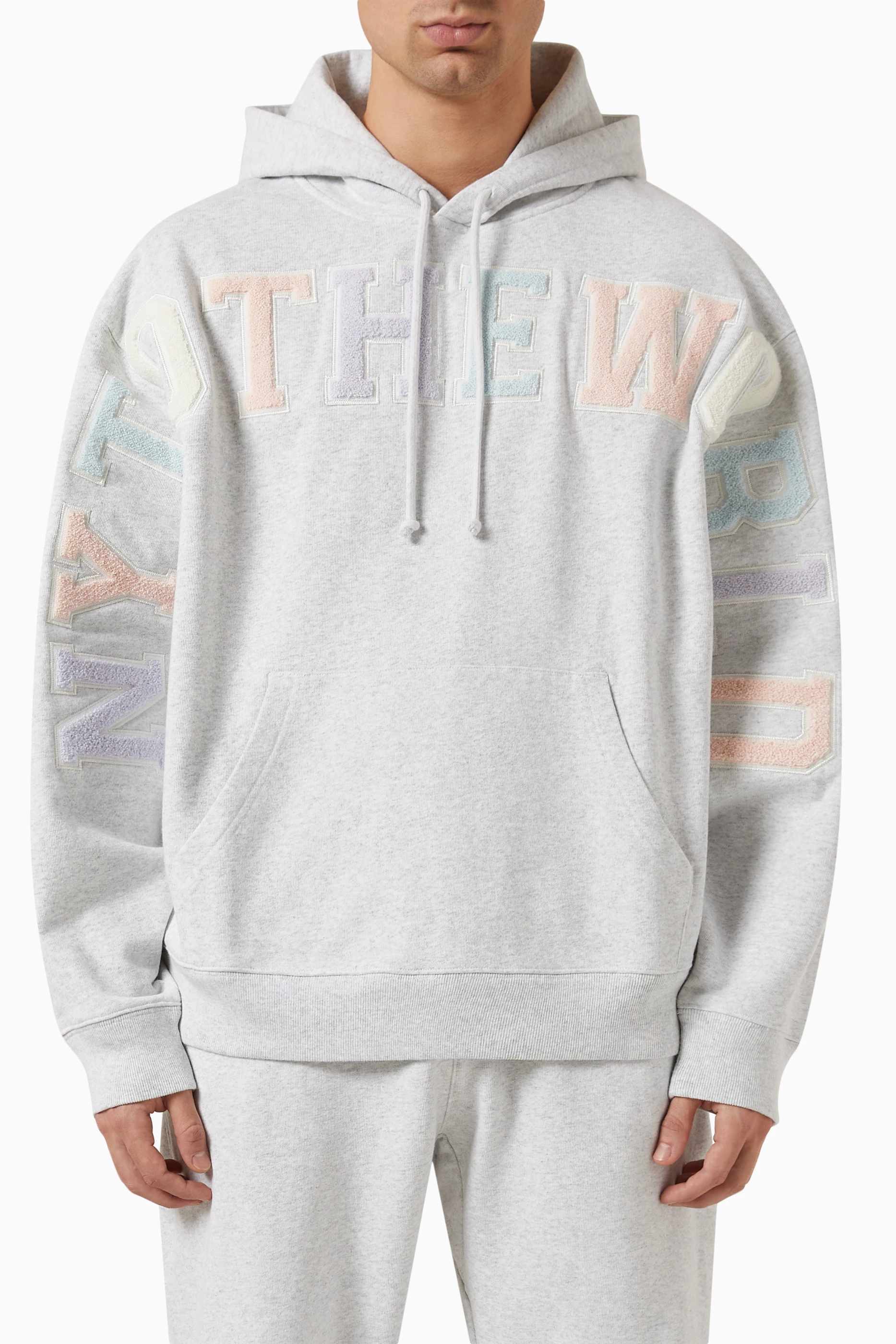 Buy Kith Grey NY to the World Nelson Hoodie in Cotton-fleece For 