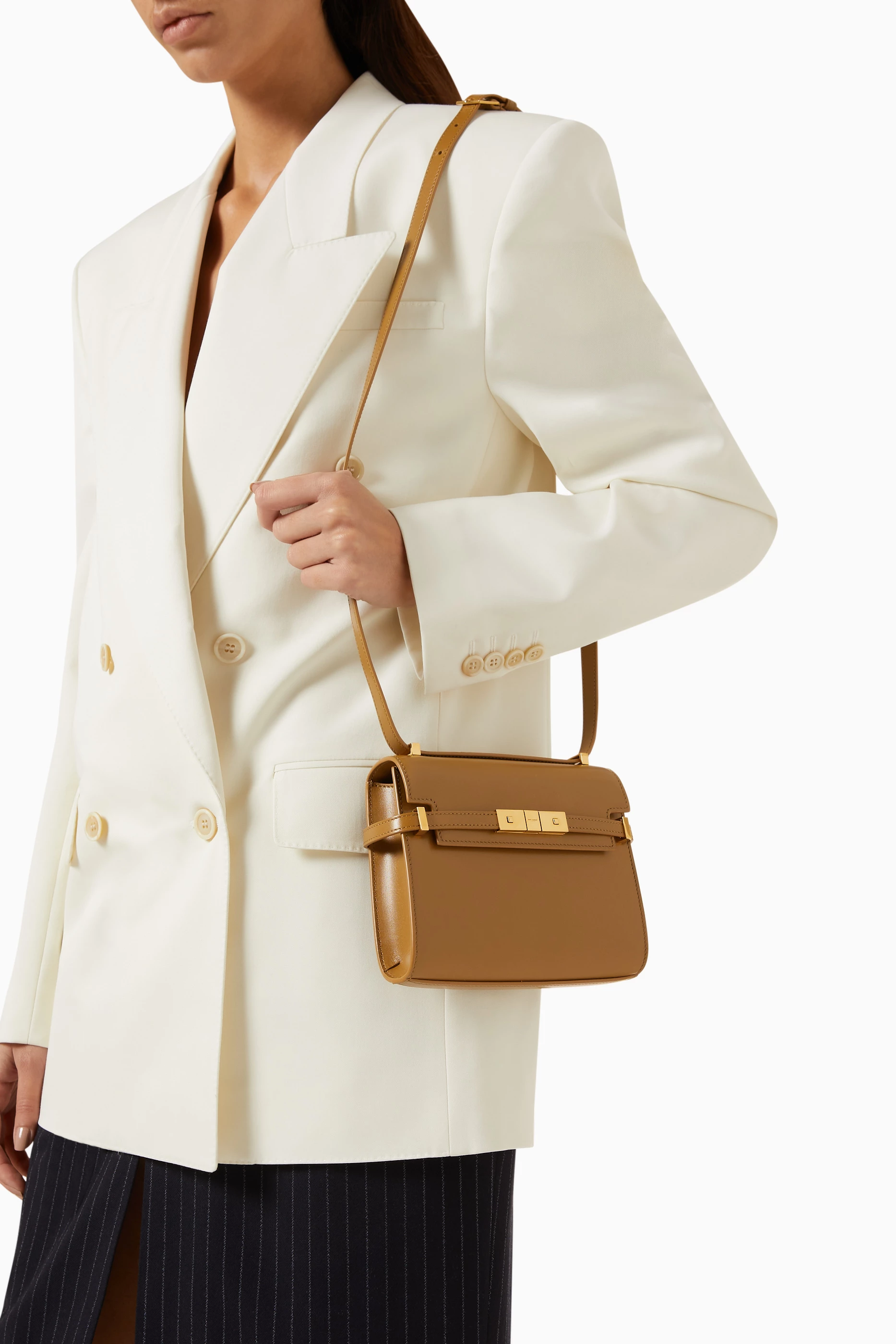 Buy SAINT LAURENT Brown Mini Manhattan Shoulder Bag in Box Leather For Women Online Ounass Oman
