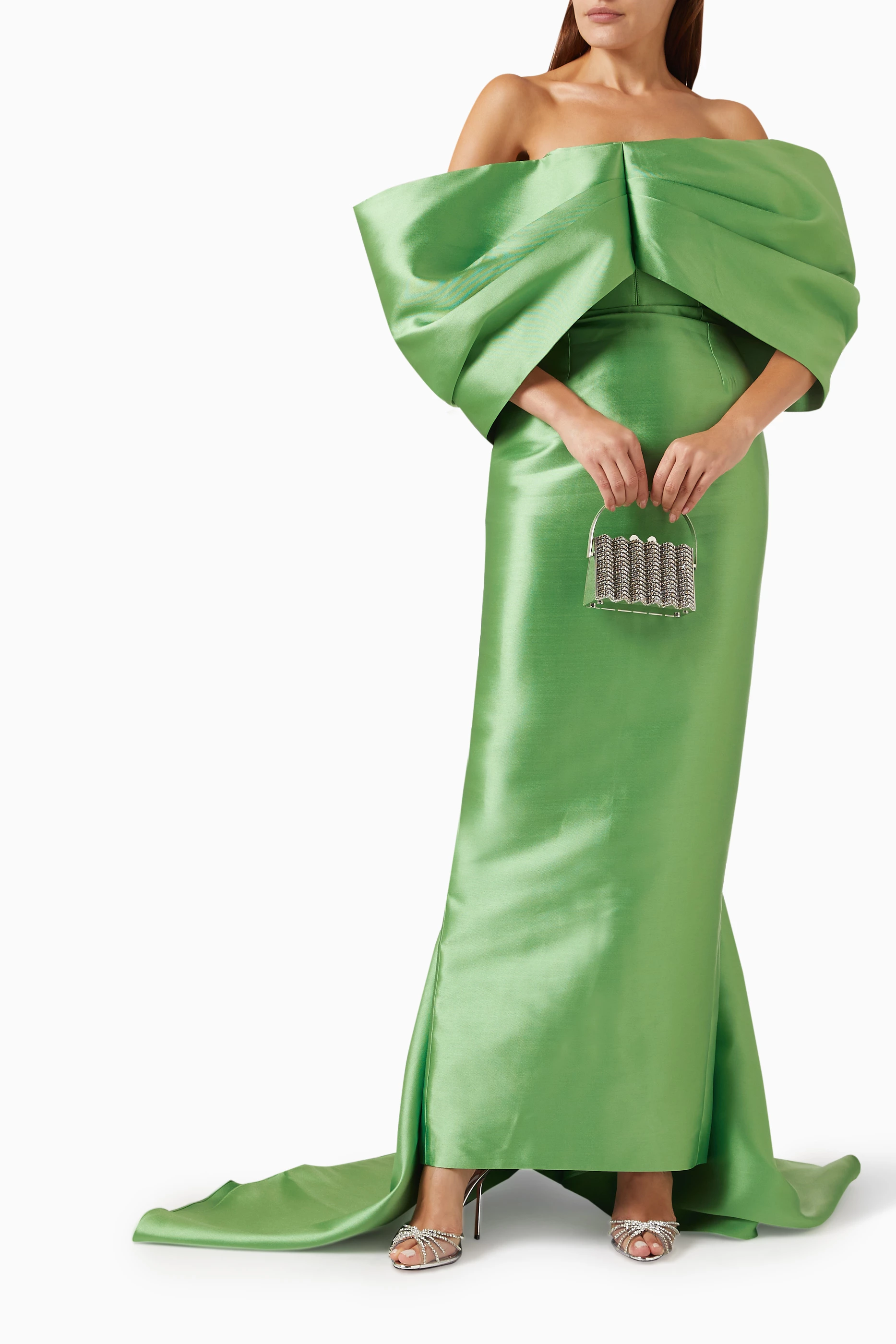 Buy Solace London Green Delphina Maxi Dress in Crepe-knit For Women Online  | Ounass Oman