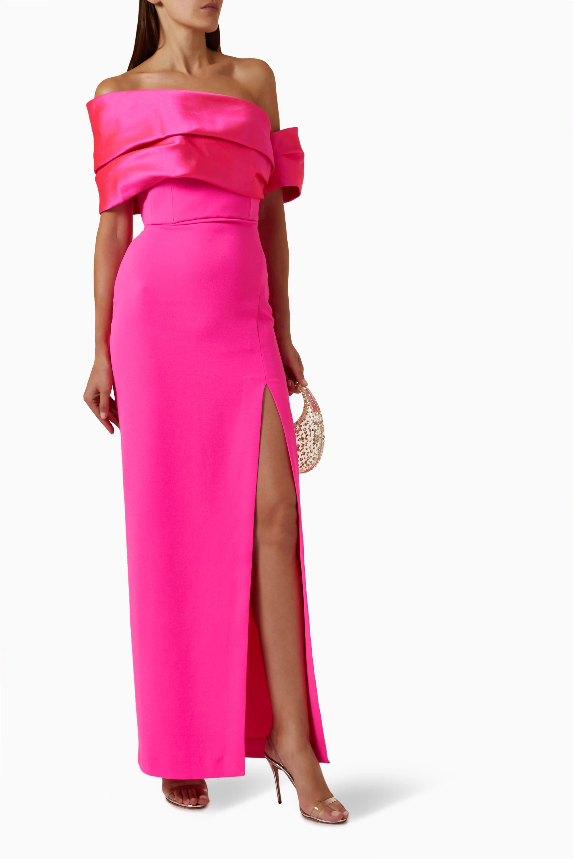 Buy Solace London Pink Alexis Off-shoulder Maxi Dress in Twill & Woven  Crepe For Women Online | Ounass Oman