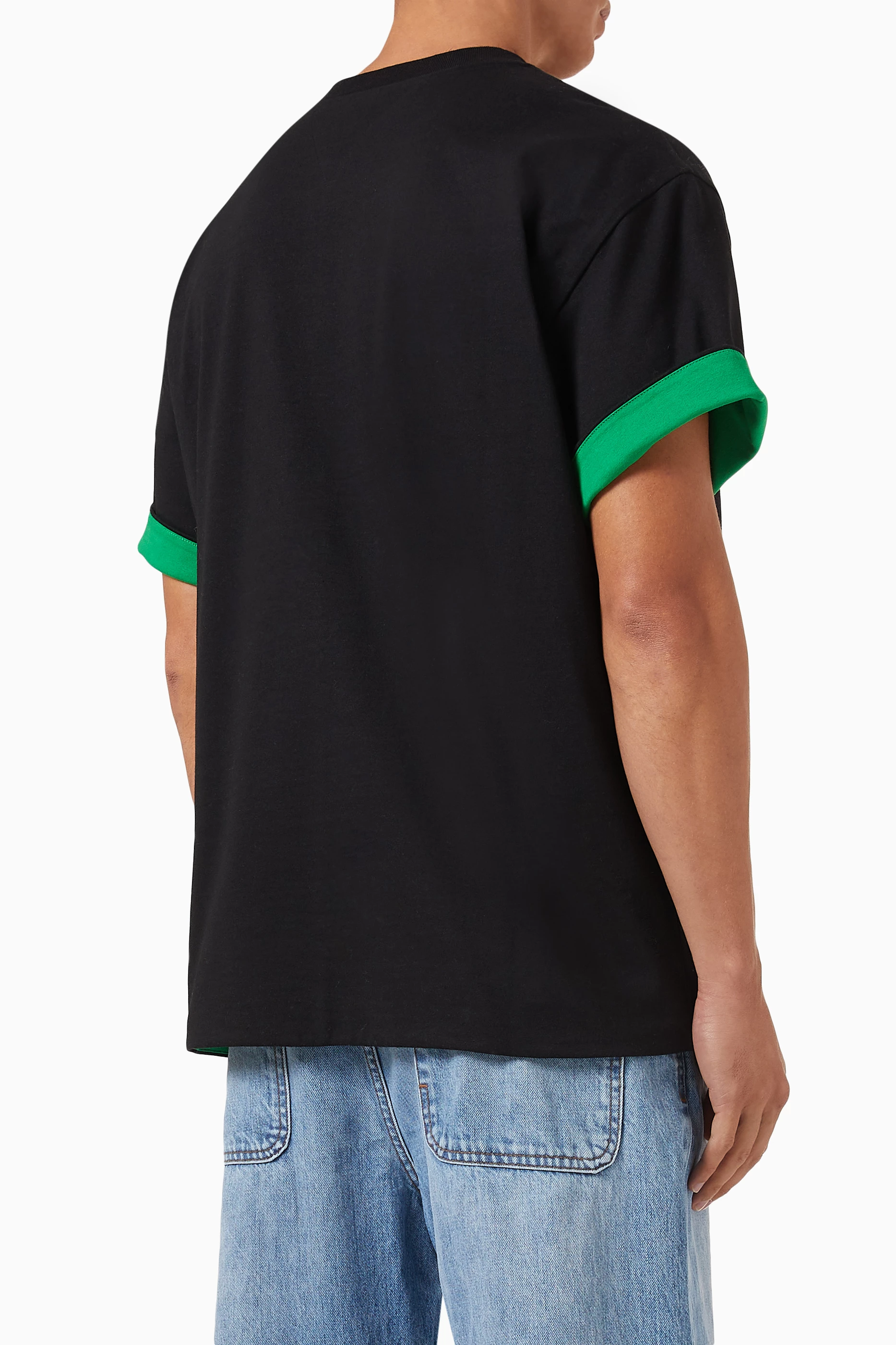 Buy Bottega Veneta Black Double Layered T-Shirt in Cotton Jersey