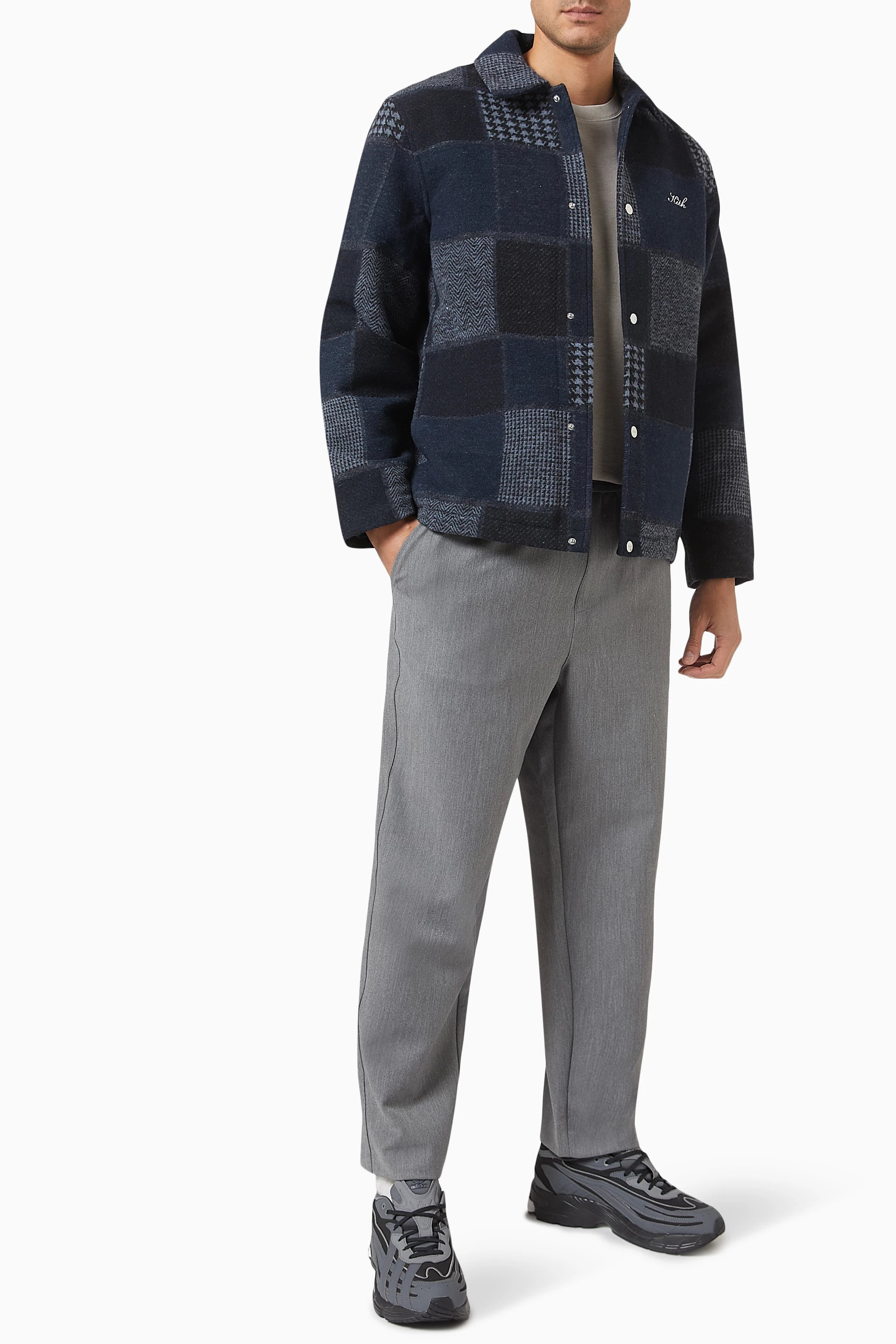 ジャケット・アウター Kith Patchwork Wool Coaches Jacket KHM011038-338-Front_5ee7aef0-