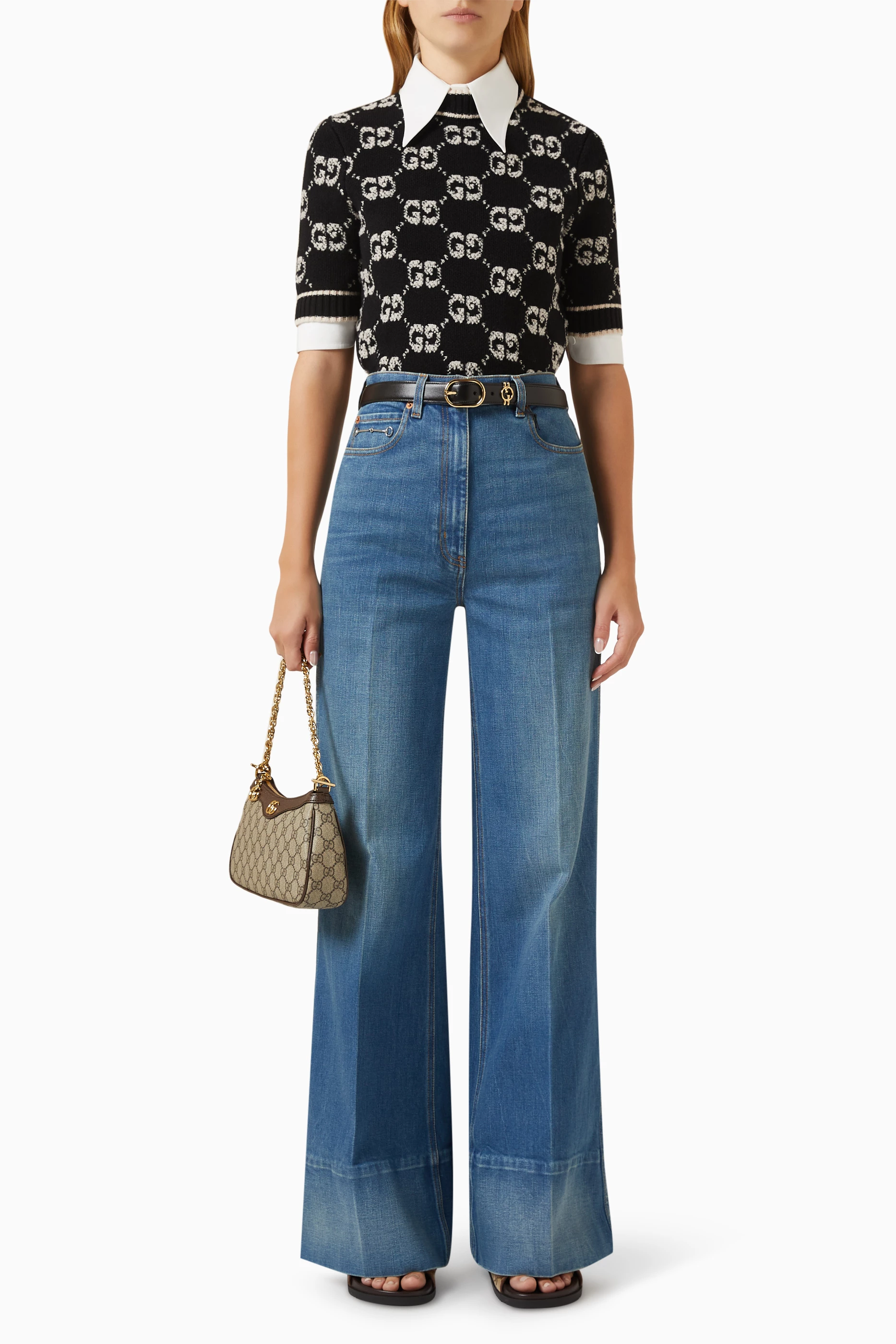 Buy Gucci Blue Wide-leg Jeans in Denim For Women Online | Ounass Oman