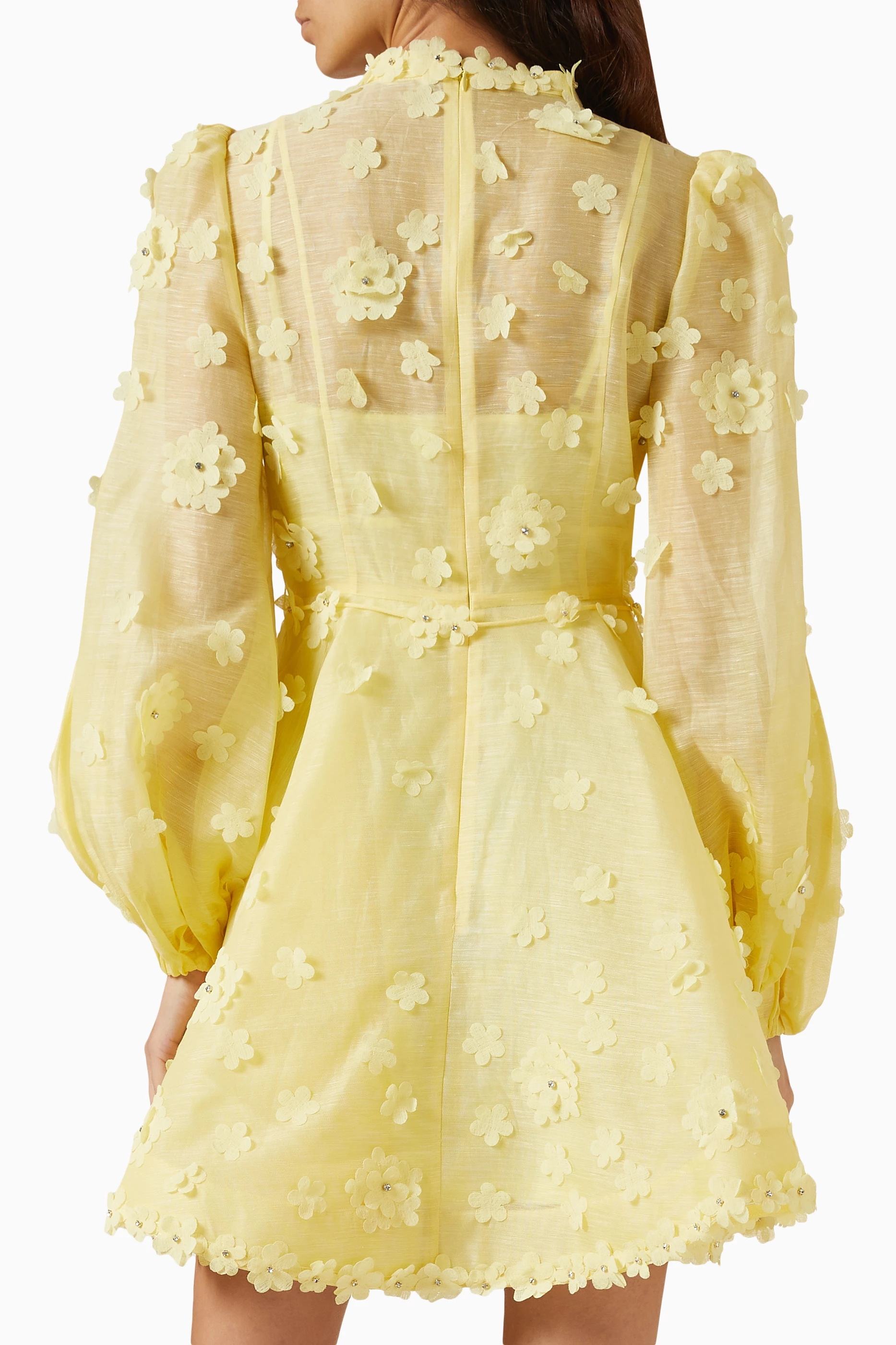 Buy Zimmermann Yellow Matchmaker Floral-applique Mini Dress in Silk-linen  Organza For Women Online | Ounass Oman