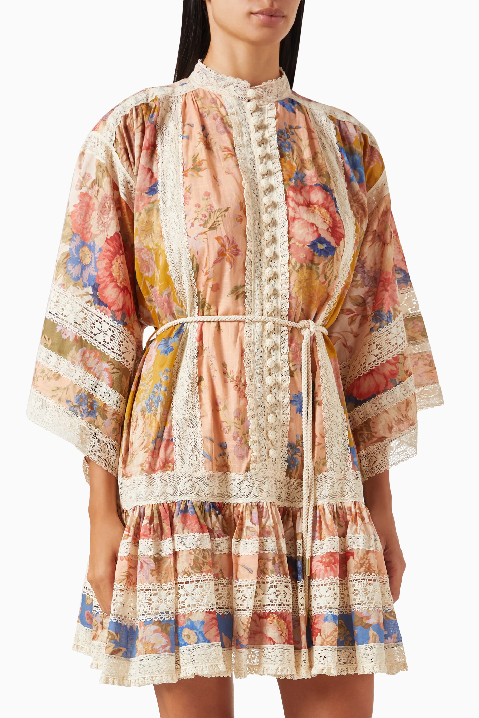 august cotton lace mini dress Buy Zimmermann Multicolour August Lace Trimmed Mini Dress in Cotton For  Women Online