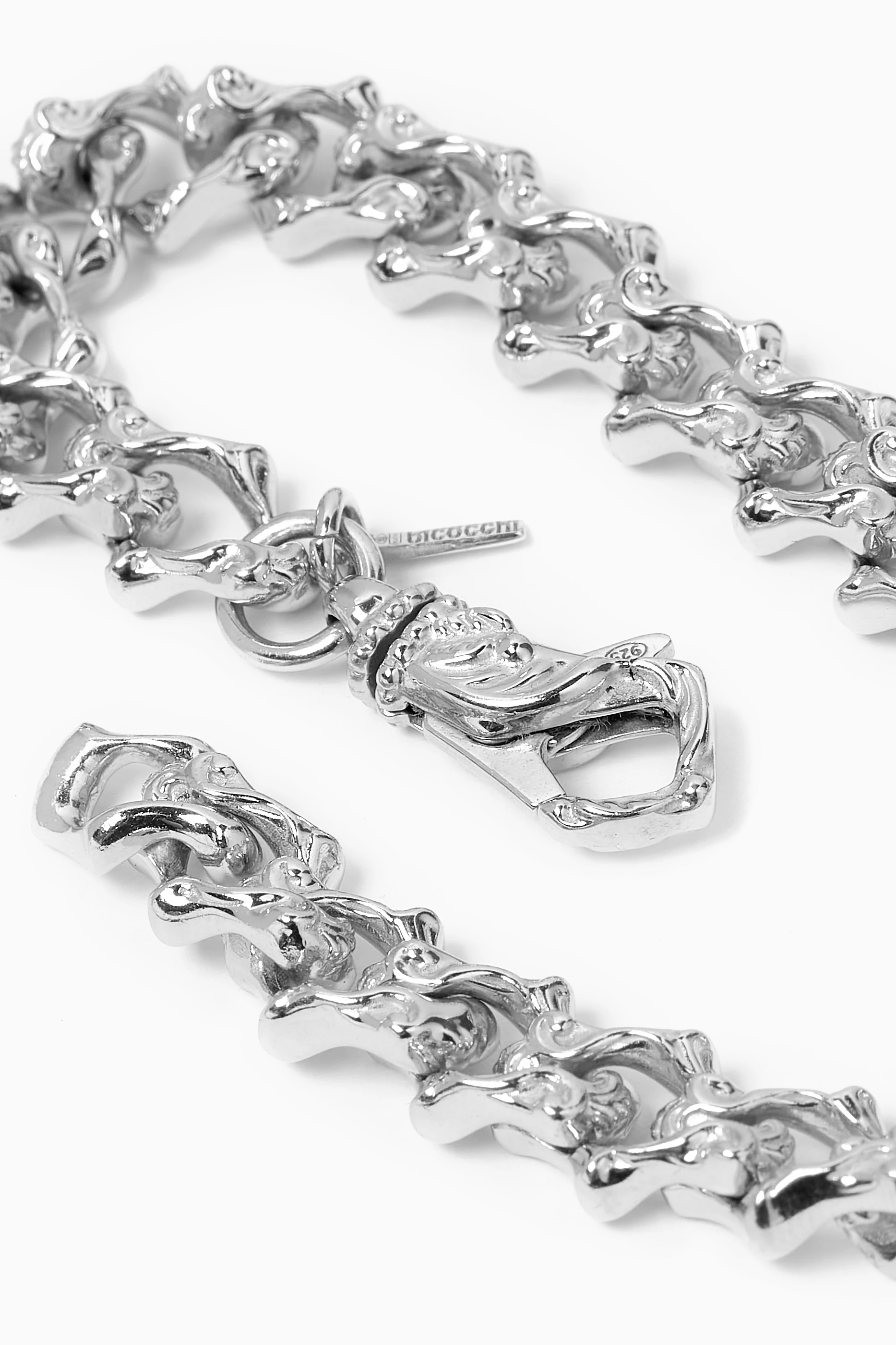 Buy Emanuele Bicocchi Silver Arabesque Sharp Link Chain Bracelet