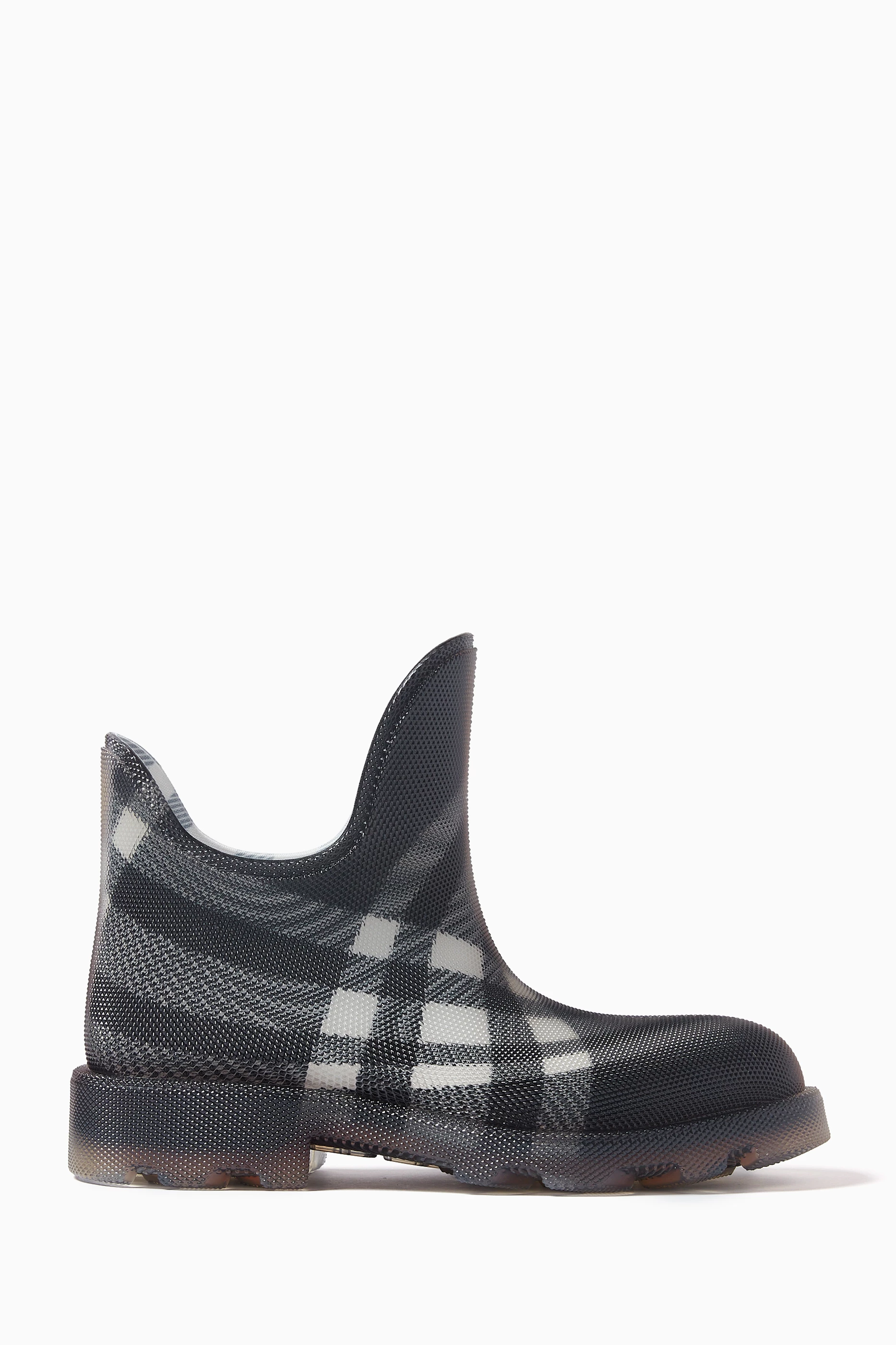 Buy Burberry Black Marsh Check Boots in Rubber For Women Online Ounass Oman