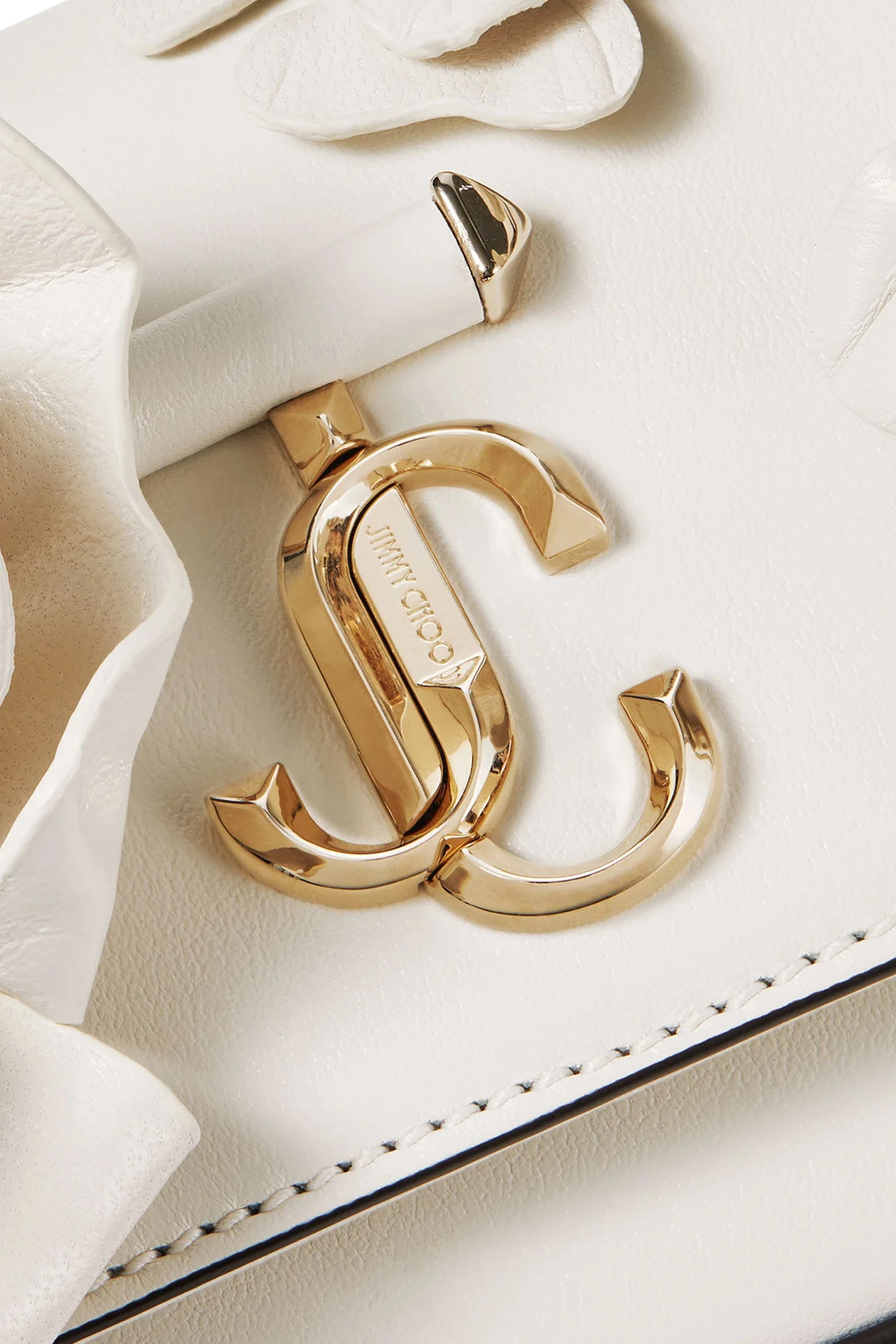 Jimmy Choo ホワイトレザー ベルト DIAMOND CLASP BELT | Latte Leather Clasp Belt | Autumn Collection