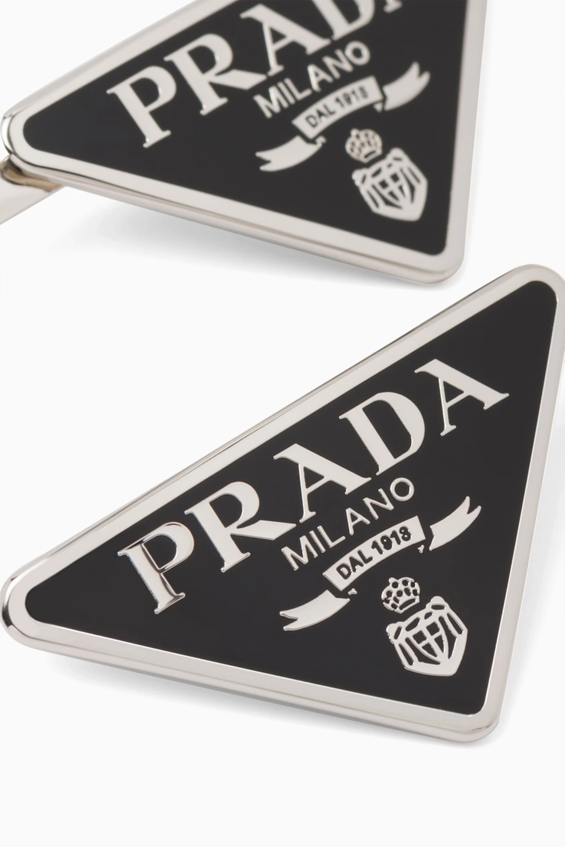 PRADA STYLE ONE 1 Black Triangle Logo Hair Clip pin accessories MILANO Prada Metal Triangle Mini Hair Clip Black 1809507 – FASHIONPHILE main image 4
