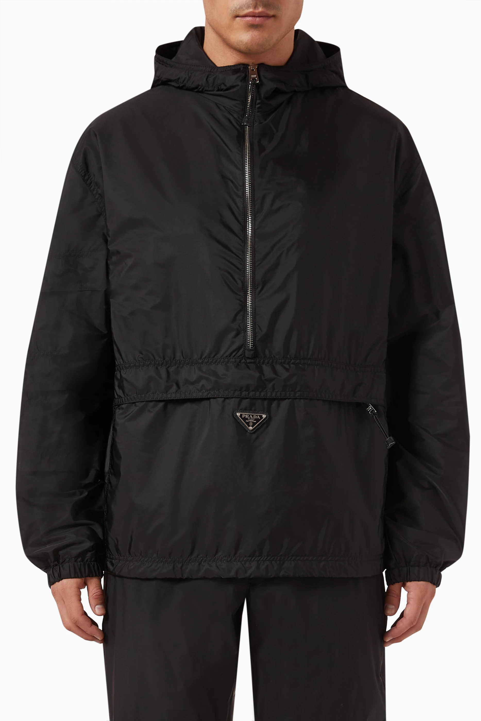 Buy Prada Black Pullover Anorka in Re-nylon For Men Online