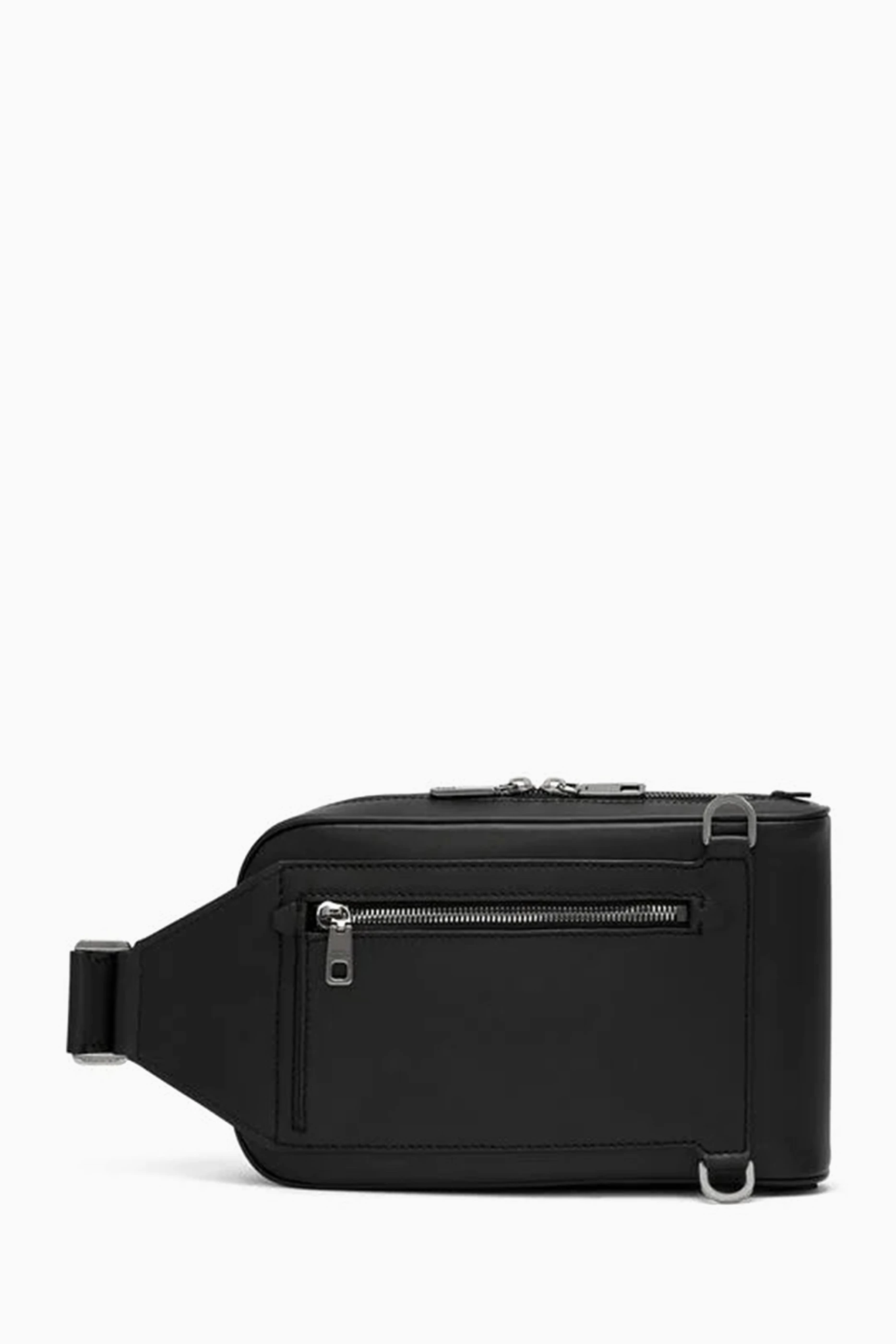 Buy Dolce & Gabbana Black Logo-embossed Belt Bag in Leather For