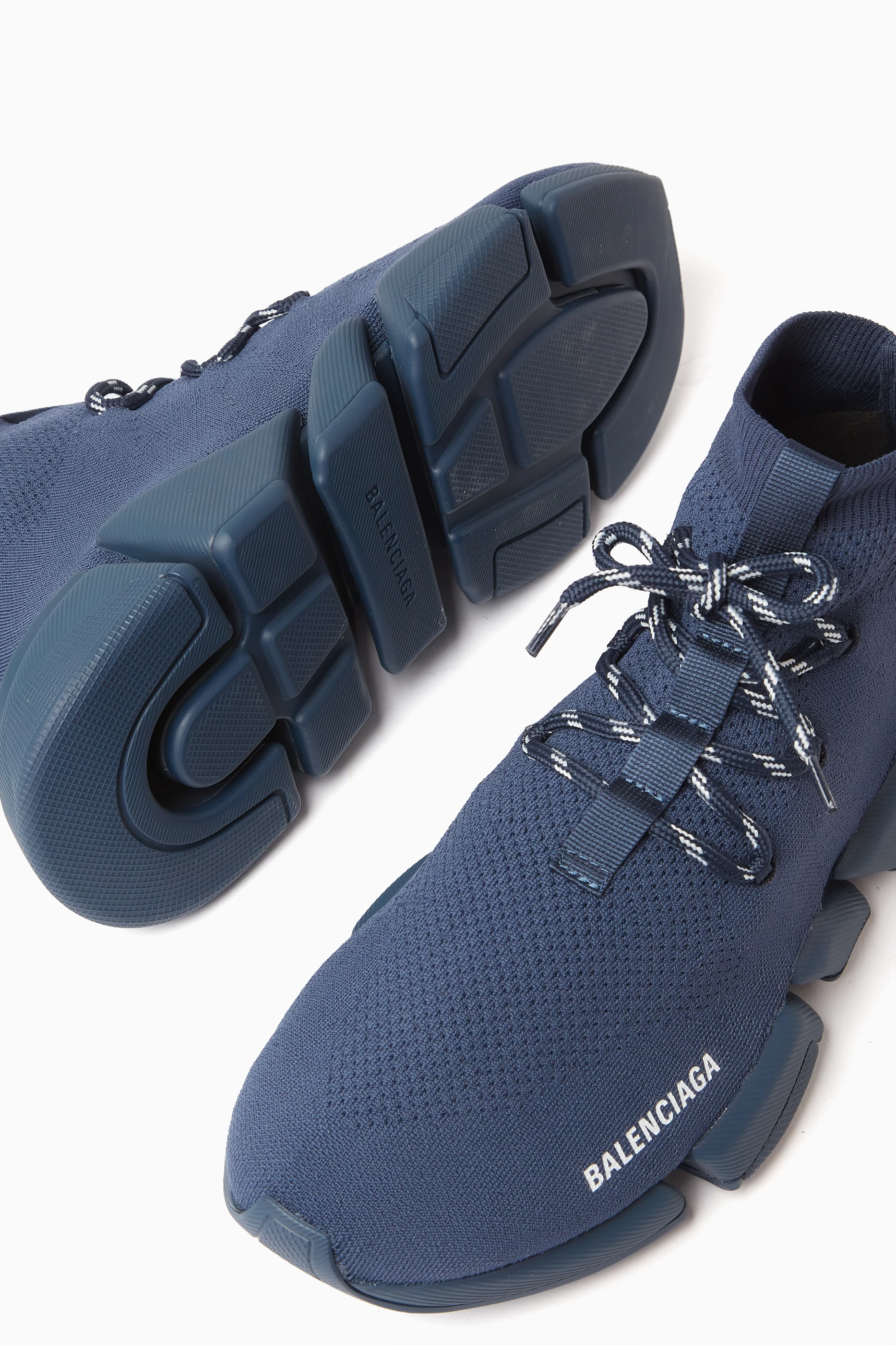 Buy Balenciaga Blue Speed 2.0 Lace-up Sneakers in Recycled 