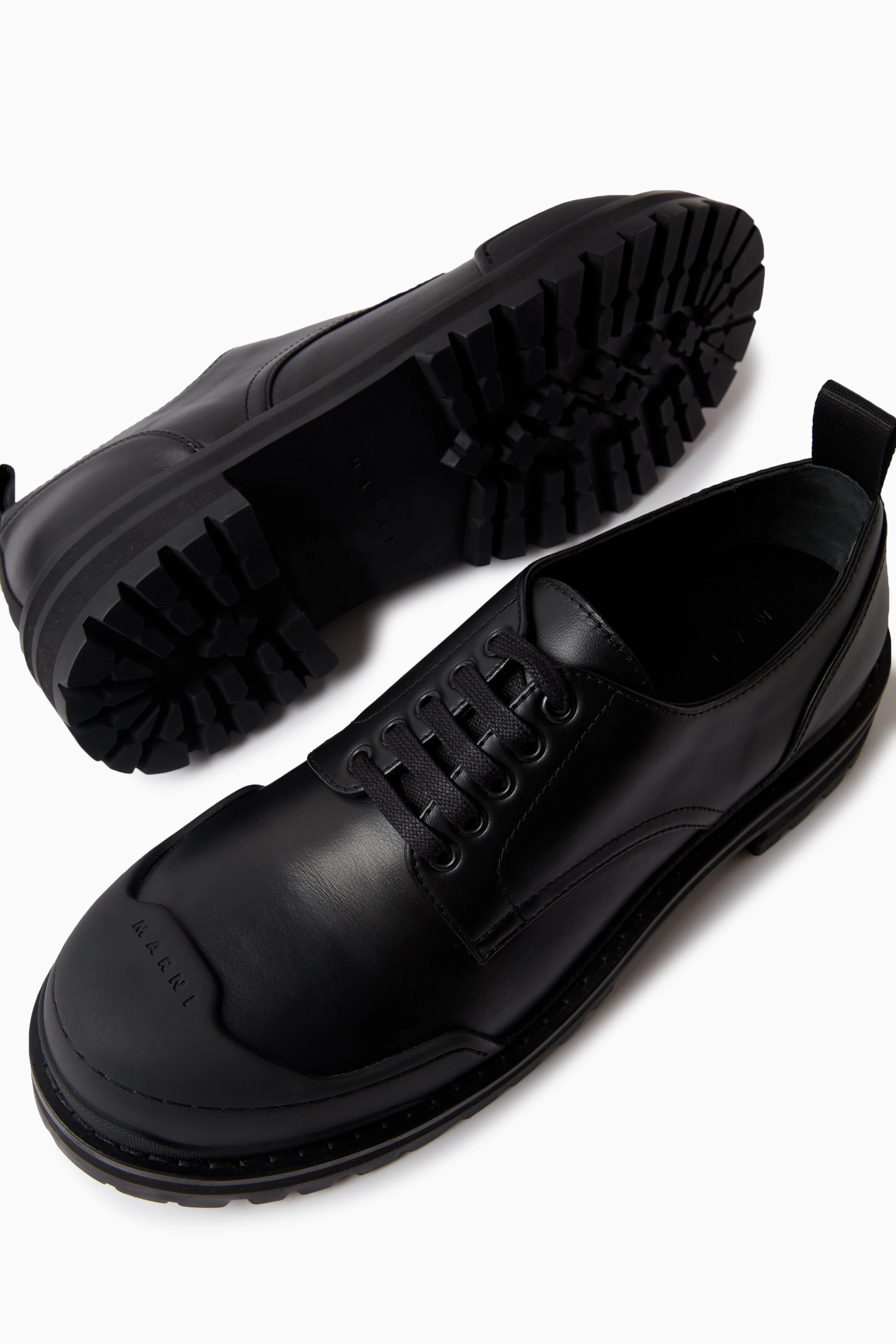 Buy Marni Black Army Derby Shoes in Leather For Men Online