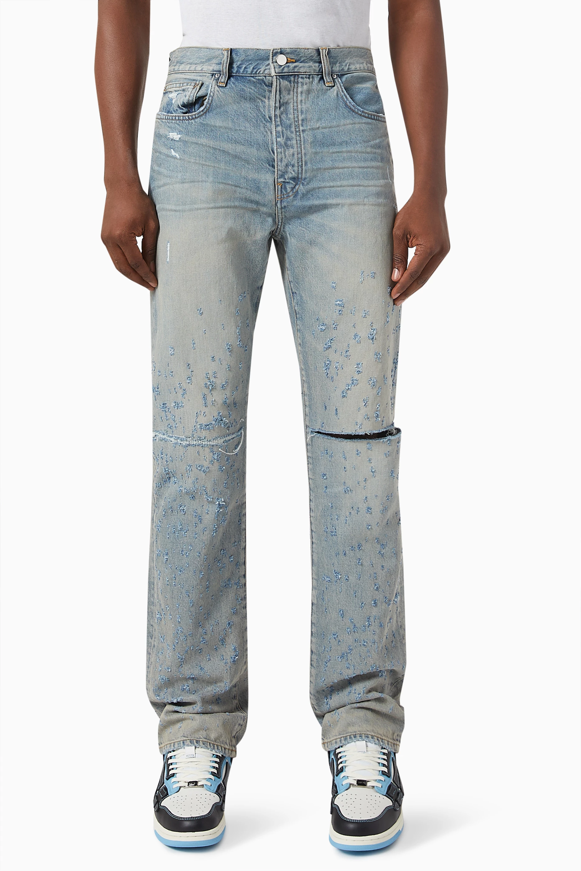 Buy Amiri Blue Shotgun Straight Jeans in Denim For Men Online 
