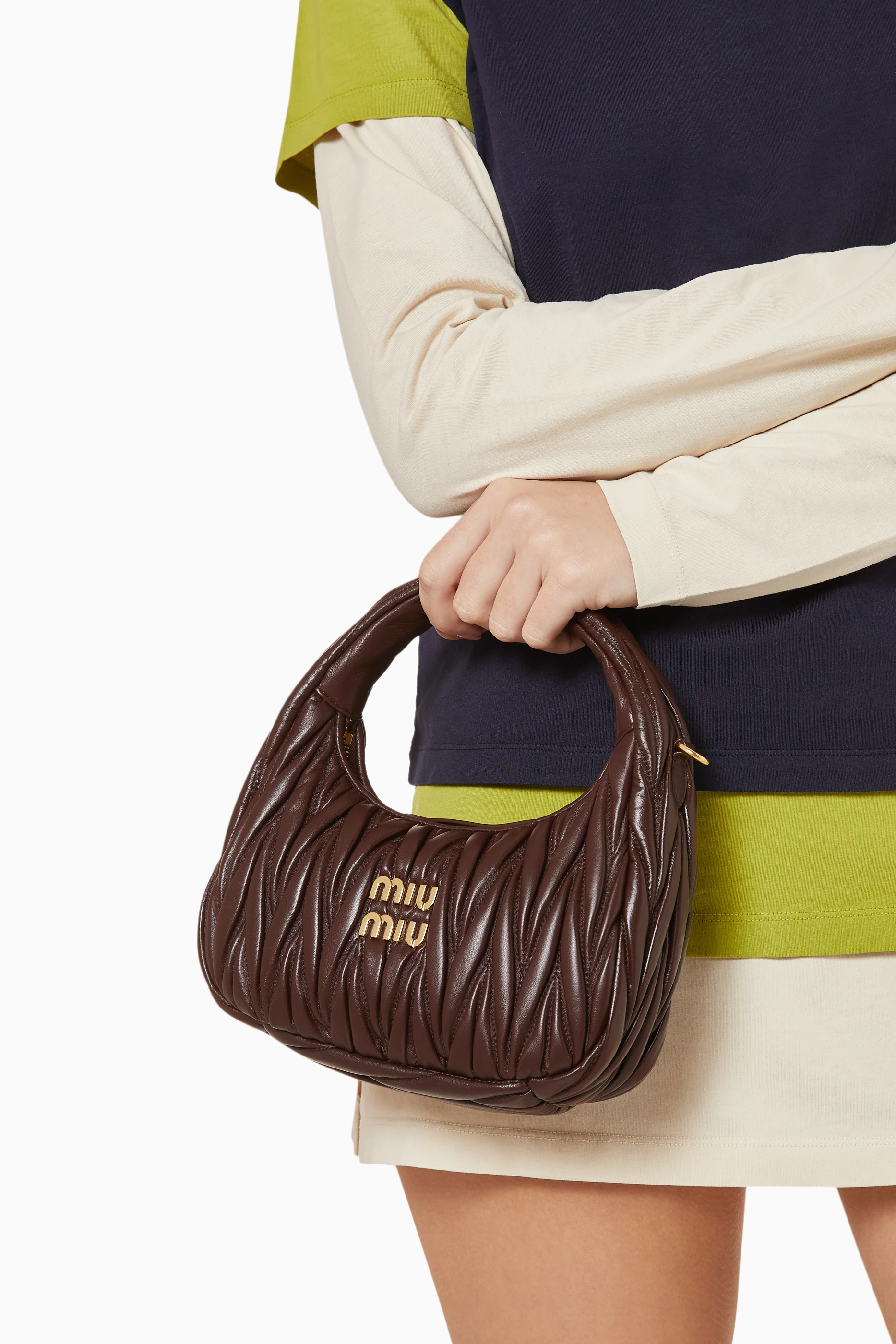 Hobo Bag Matelasse Miu Miu Buy Miu Miu Brown Mini Wander Hobo Bag In  Matelassé Nappa