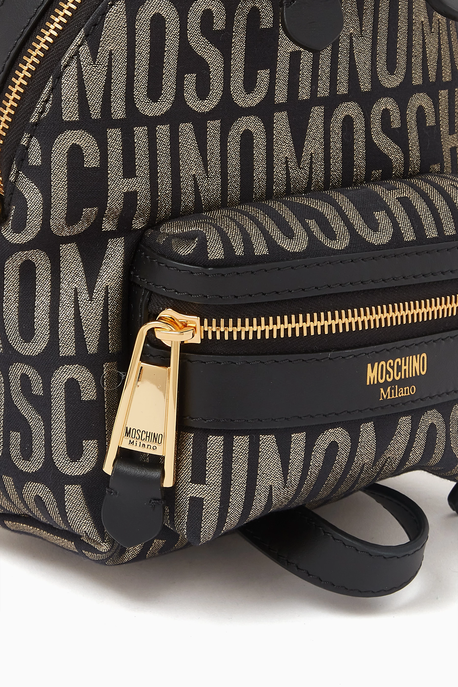 Buy Moschino Black Small Logo Jacquard Backpack in Nylon For Women