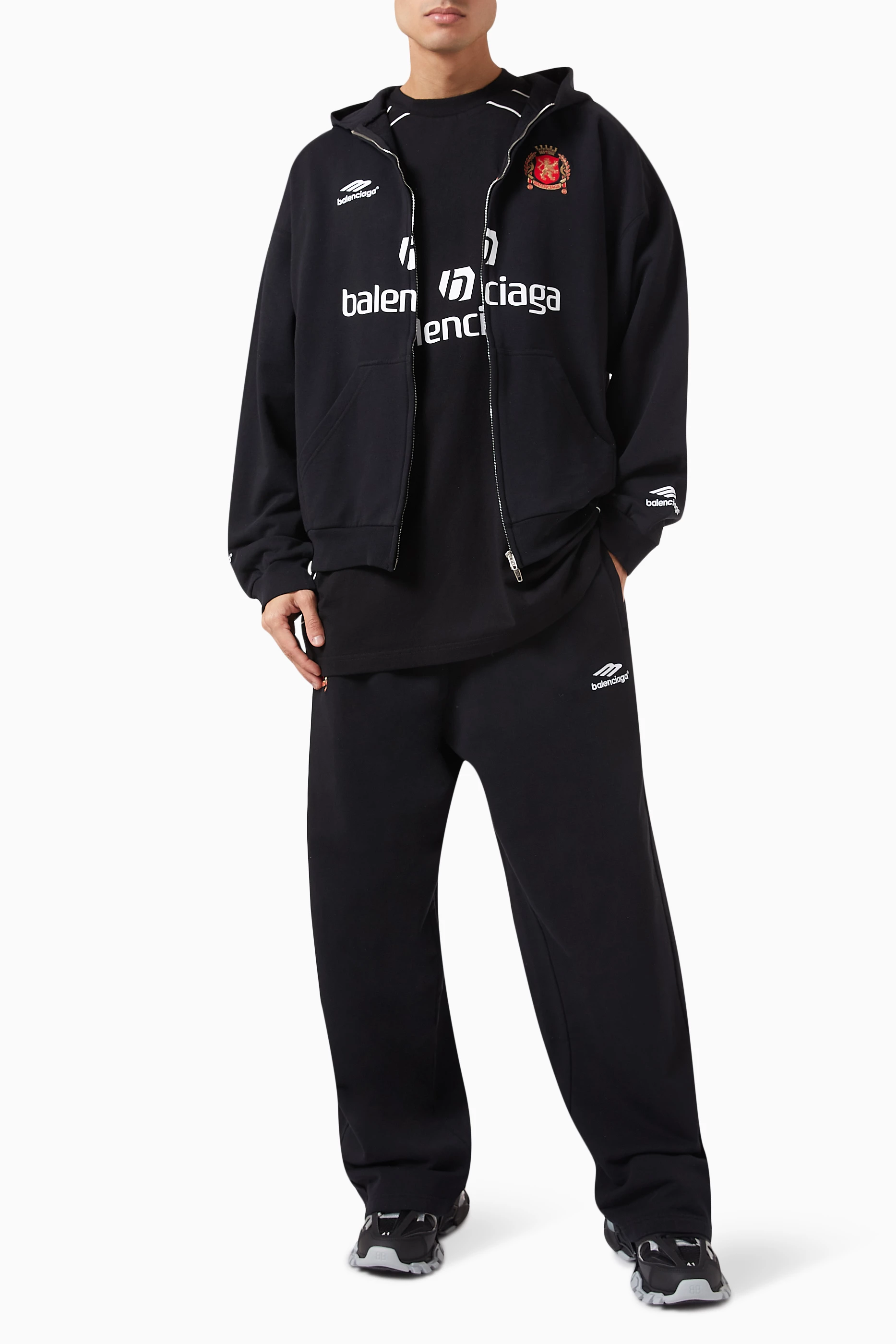 Buy Balenciaga Black Dubai Soccer Medium-fit Zip-up Hoodie in