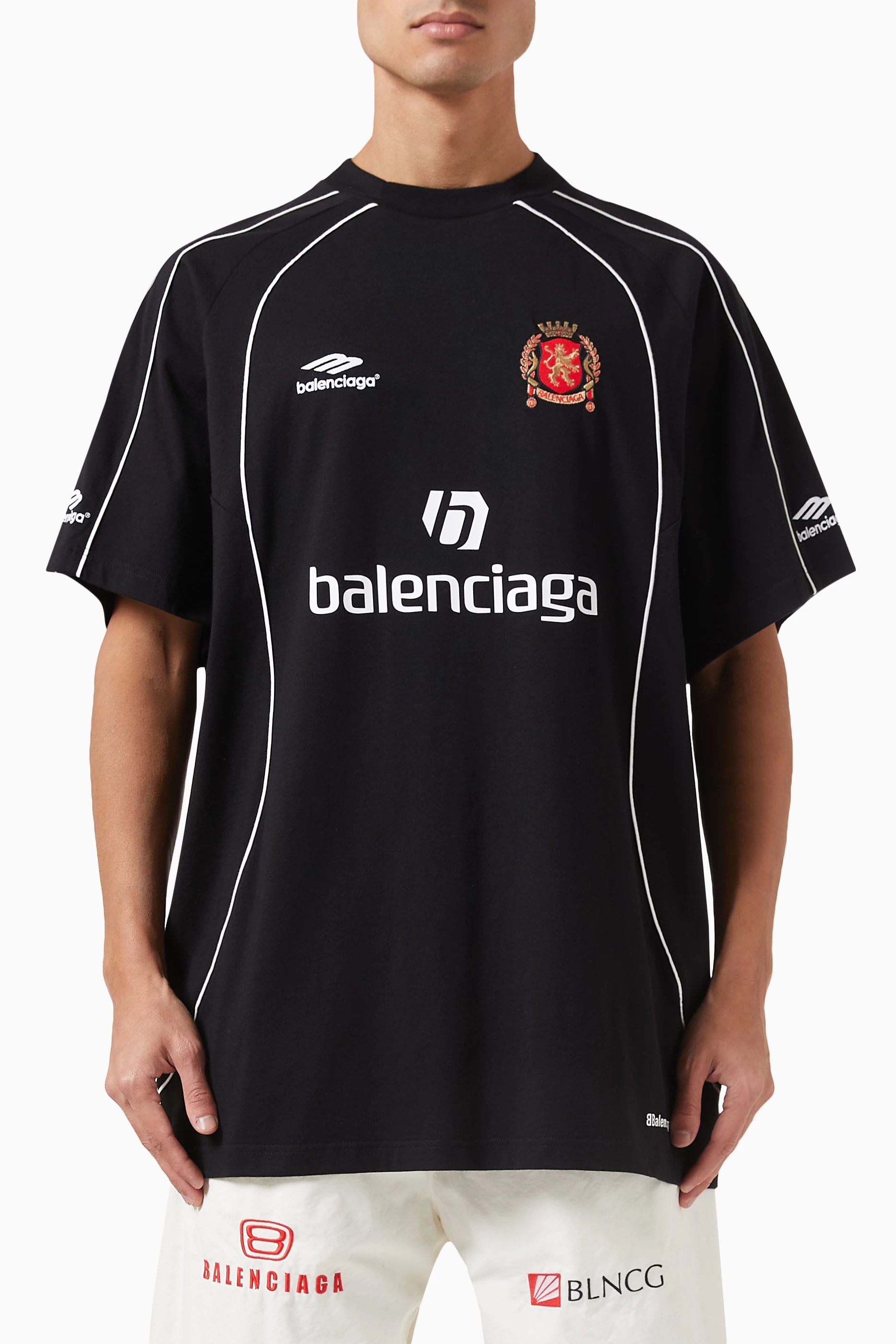 Buy Balenciaga Black Dubai Soccer Oversized T-shirt in Vintage