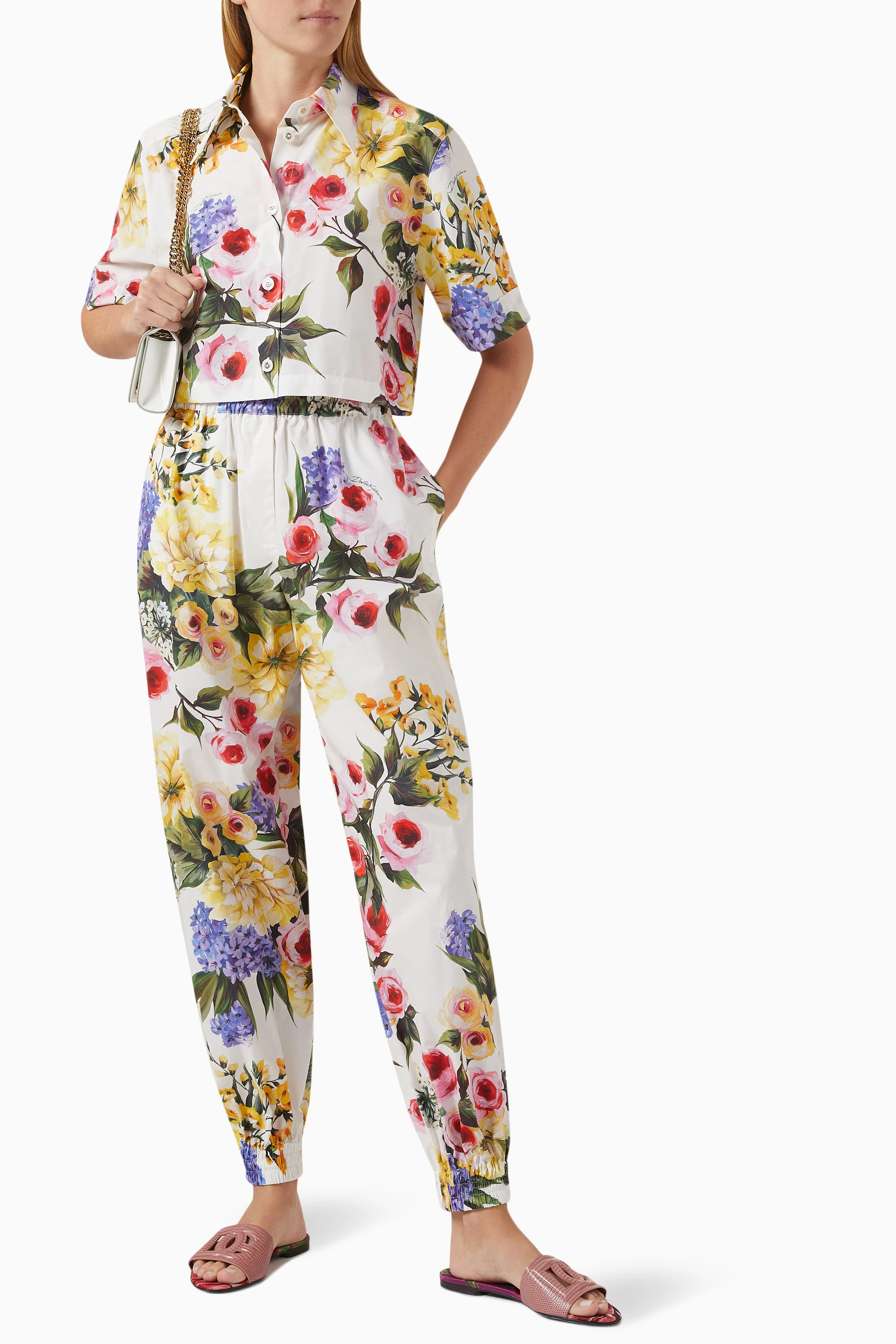 【DOLCE＆GABBANA】ガーデンプリント バルーンパンツ Buy Dolce & Gabbana White Garden-print Balloon Pants in