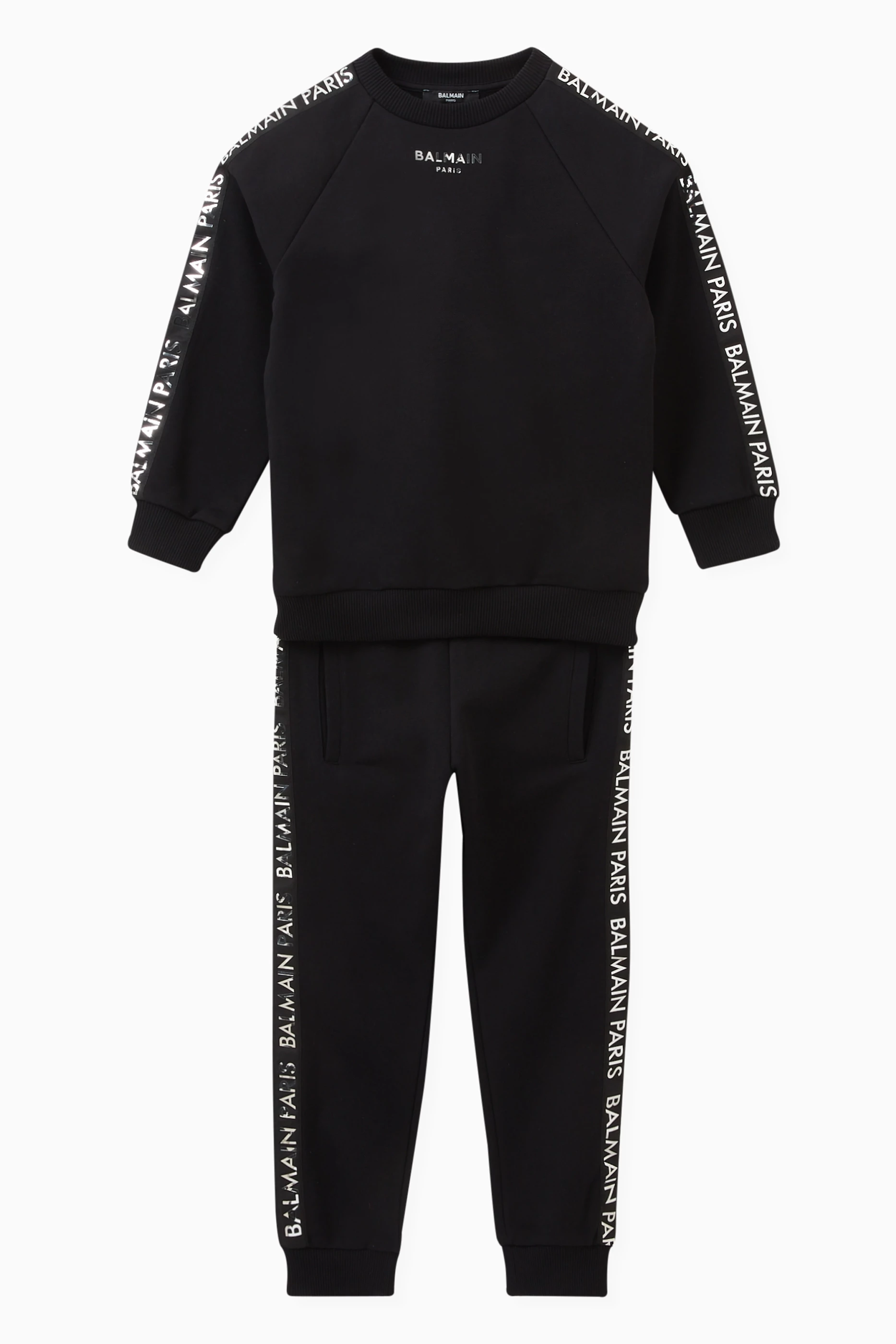 Buy Balmain Black Logo Detail Tracksuit in Cotton For UNISEX Online Ounass Oman
