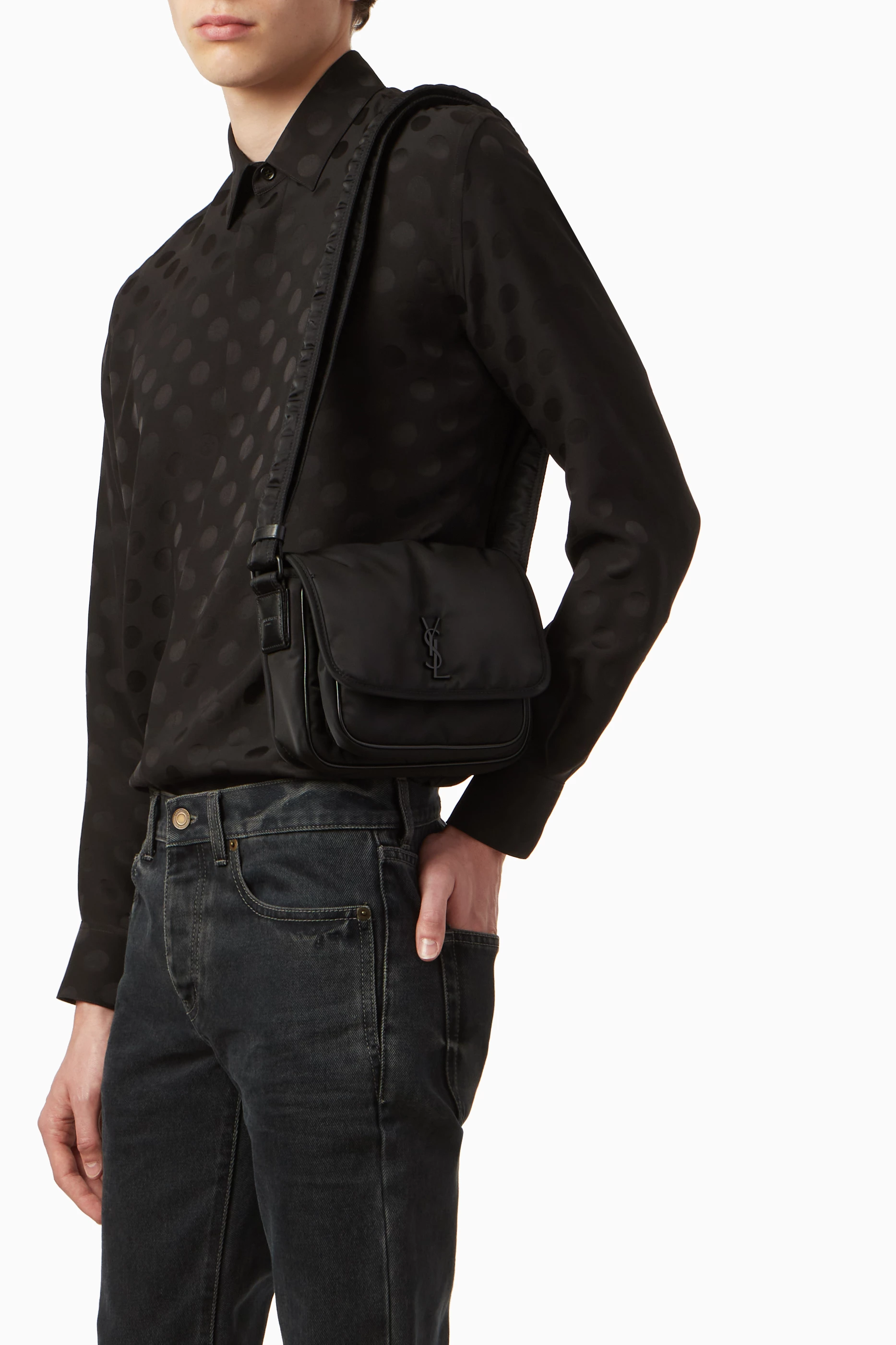 Buy SAINT LAURENT Black Small Niki Messenger Bag in Nylon For Men Online Ounass Oman