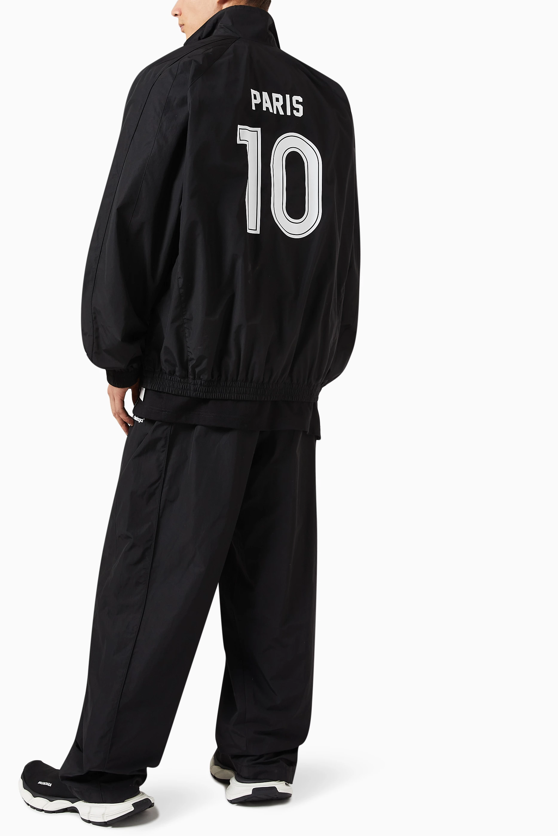 Buy Balenciaga Black Paris Soccer Tracksuit Jacket in Cotton For