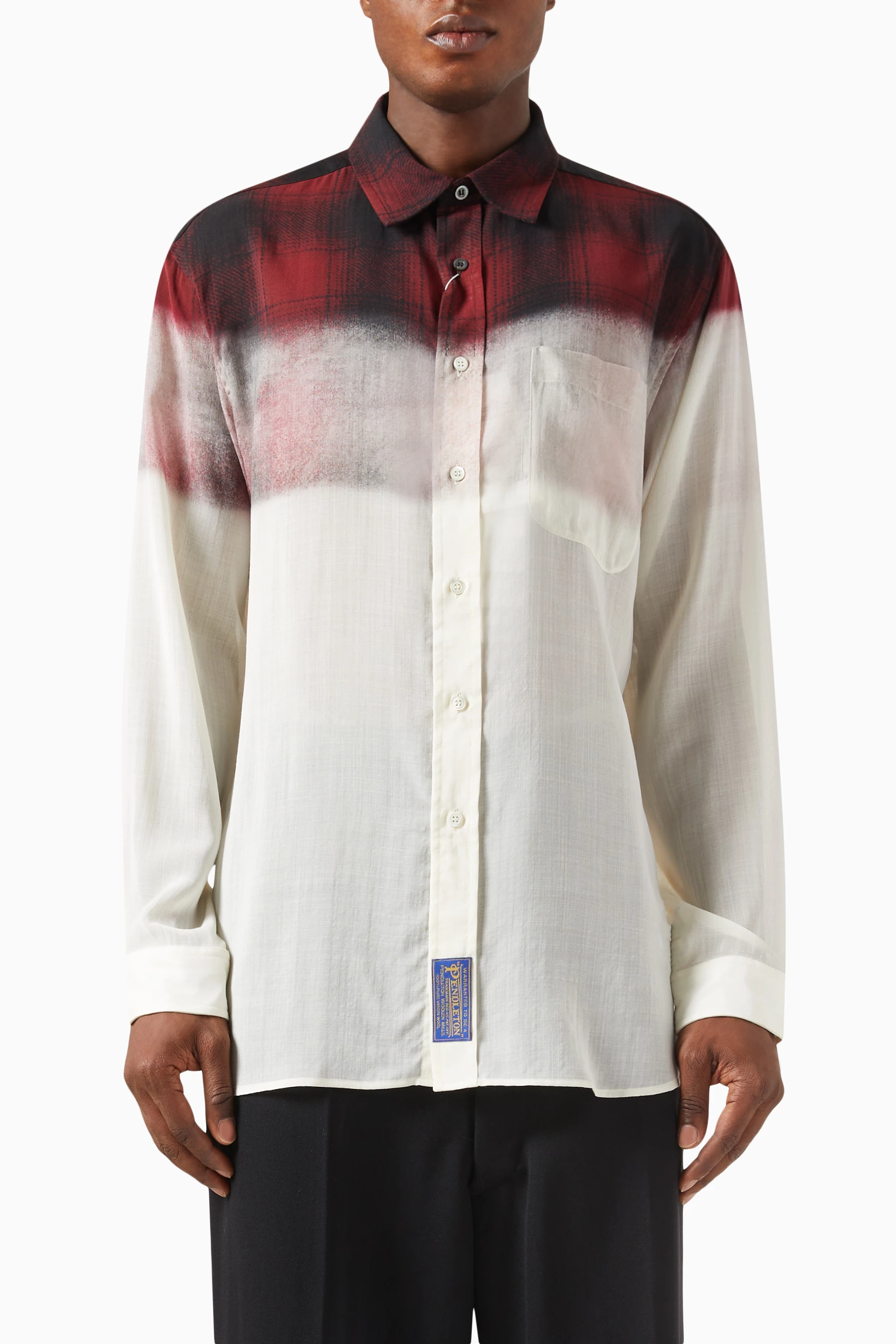 Buy Maison Margiela Black x Pendleton Contrast Shirt in Wool-blend 