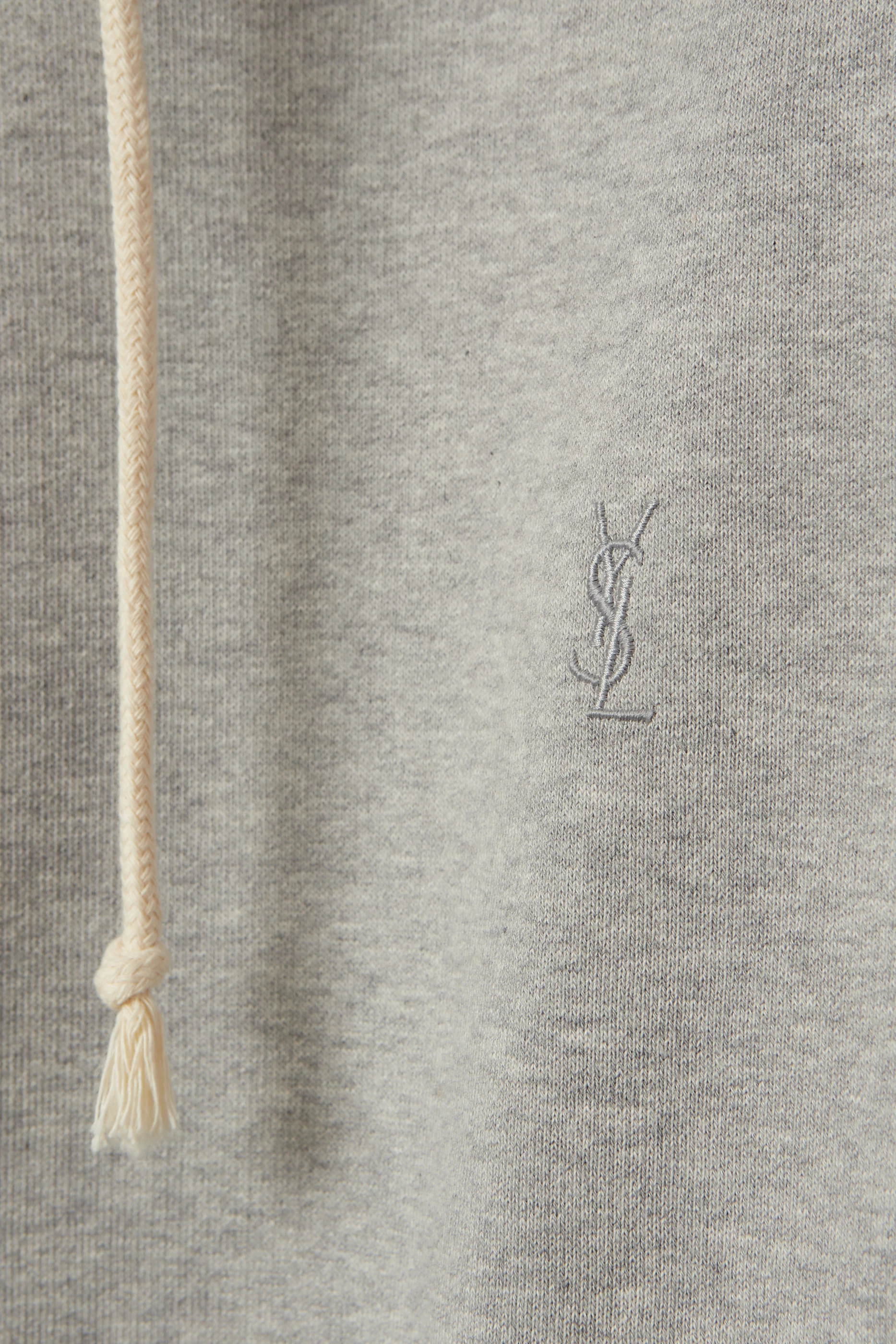 Buy SAINT LAURENT Grey Cassandre Hoodie in Fleece For Men Online
