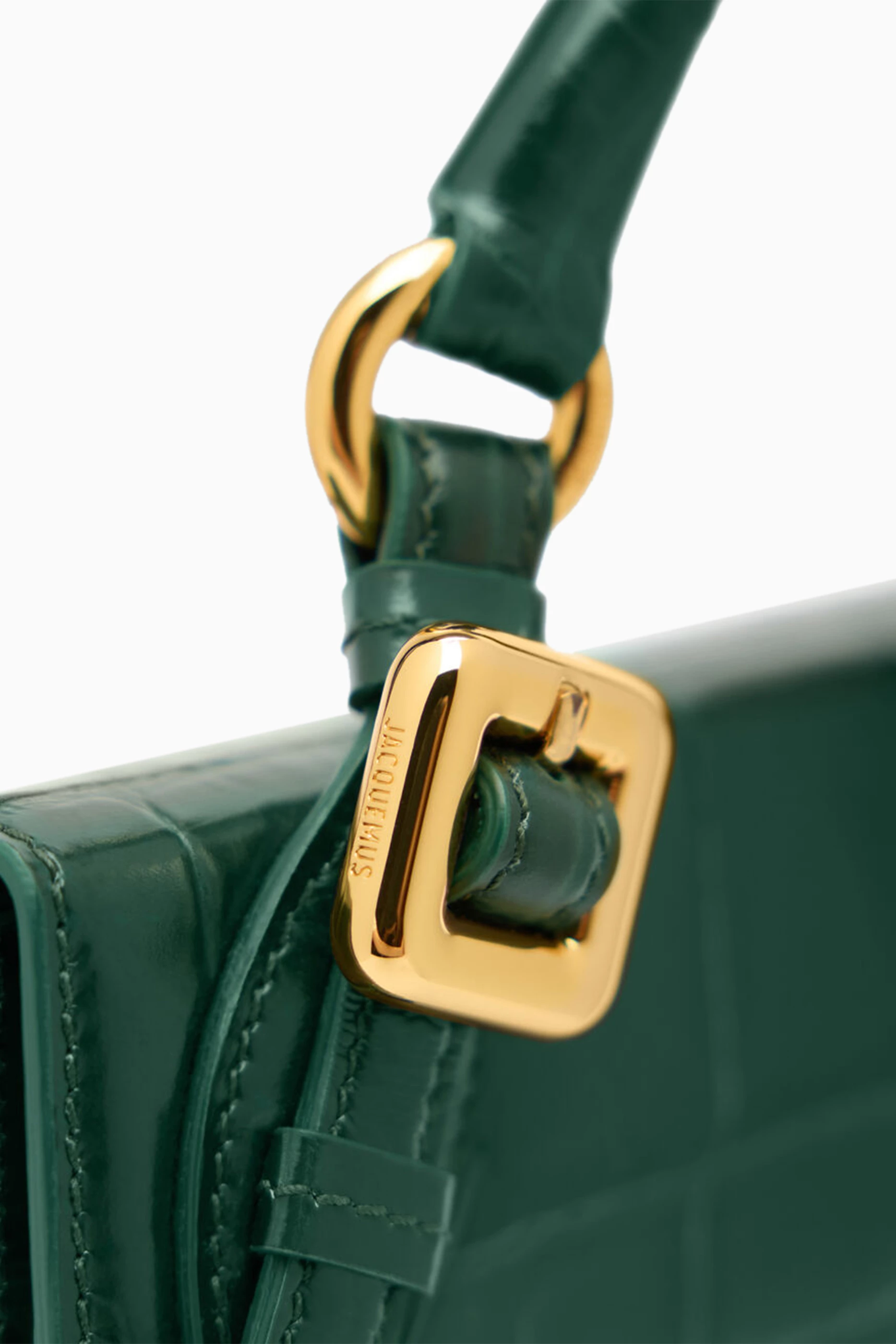 Buy Jacquemus Green Le Chiquito Long Boucle Bag in Croc-embossed