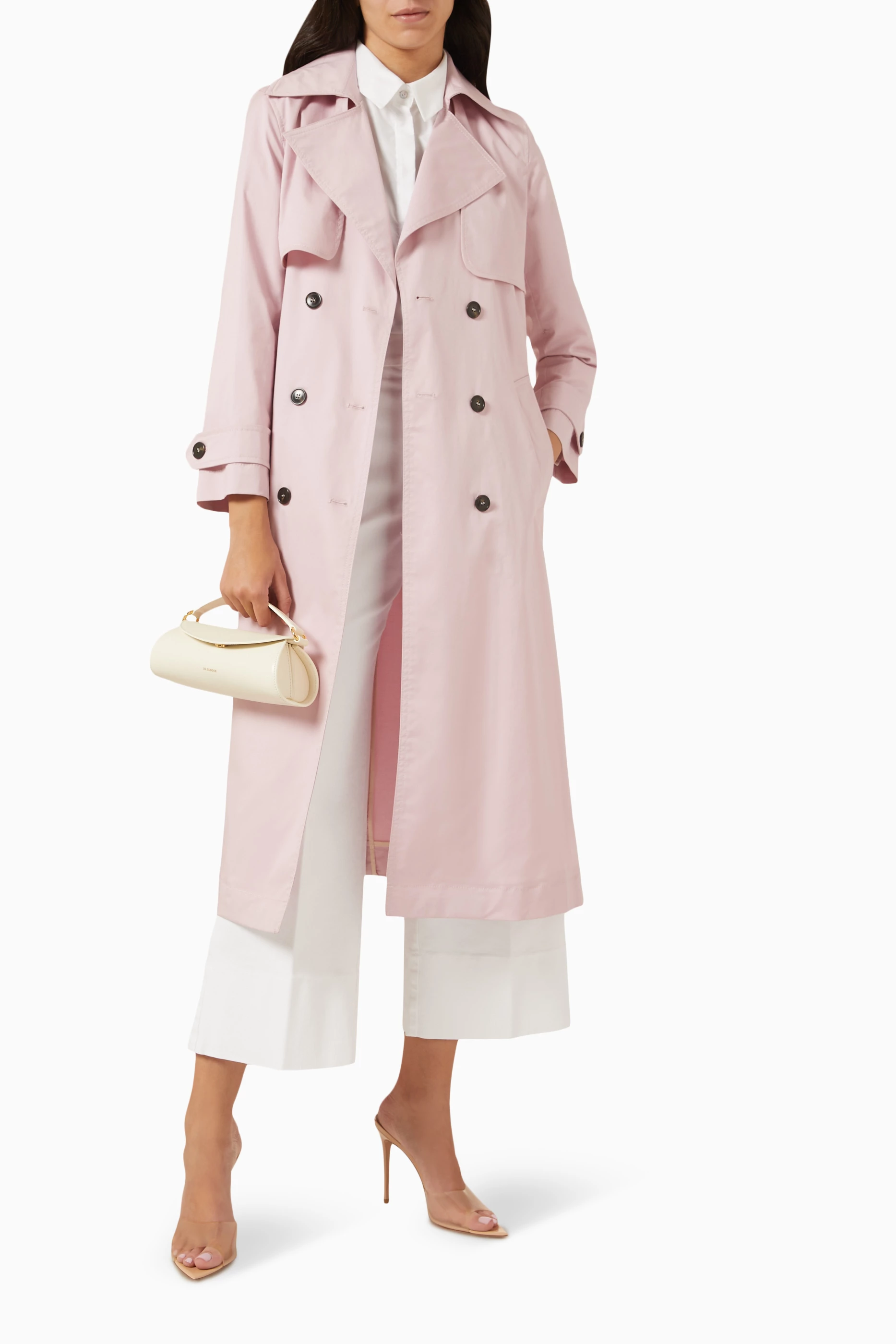 Buy Marella Pink Demetra Double-breasted Trench Coat in Cotton For 