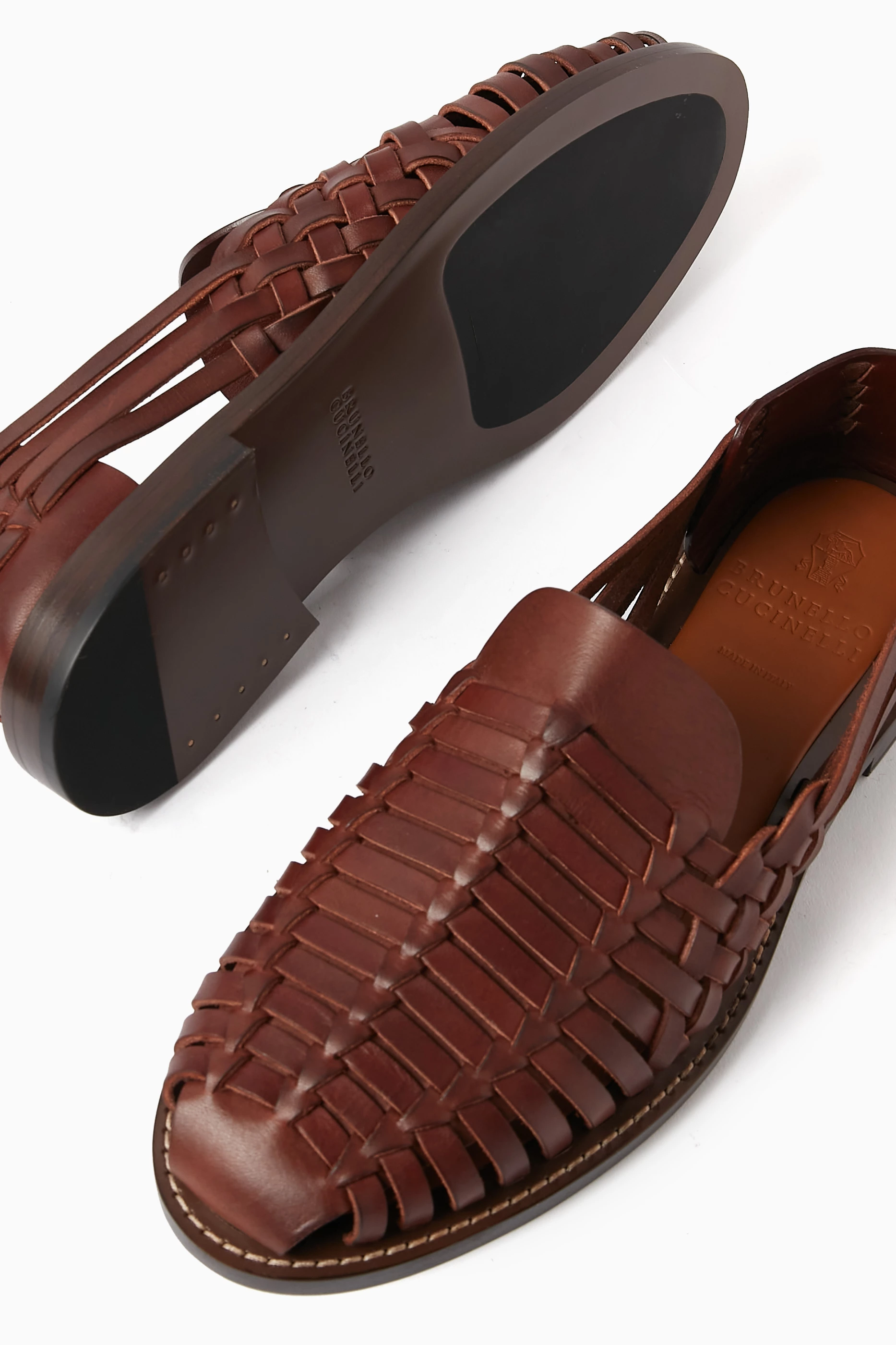 Brunello Cucinelli Woven Dark Brown Huarache Sandal Loafers 45=12US Men main image 2