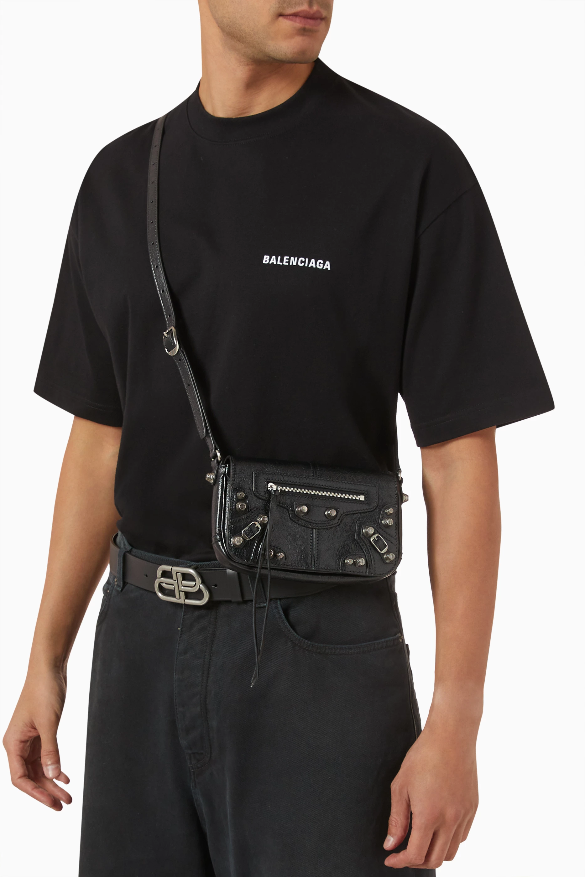 Buy Balenciaga Black Le Cagole Mini Flap Bag in Arena Lambskin For