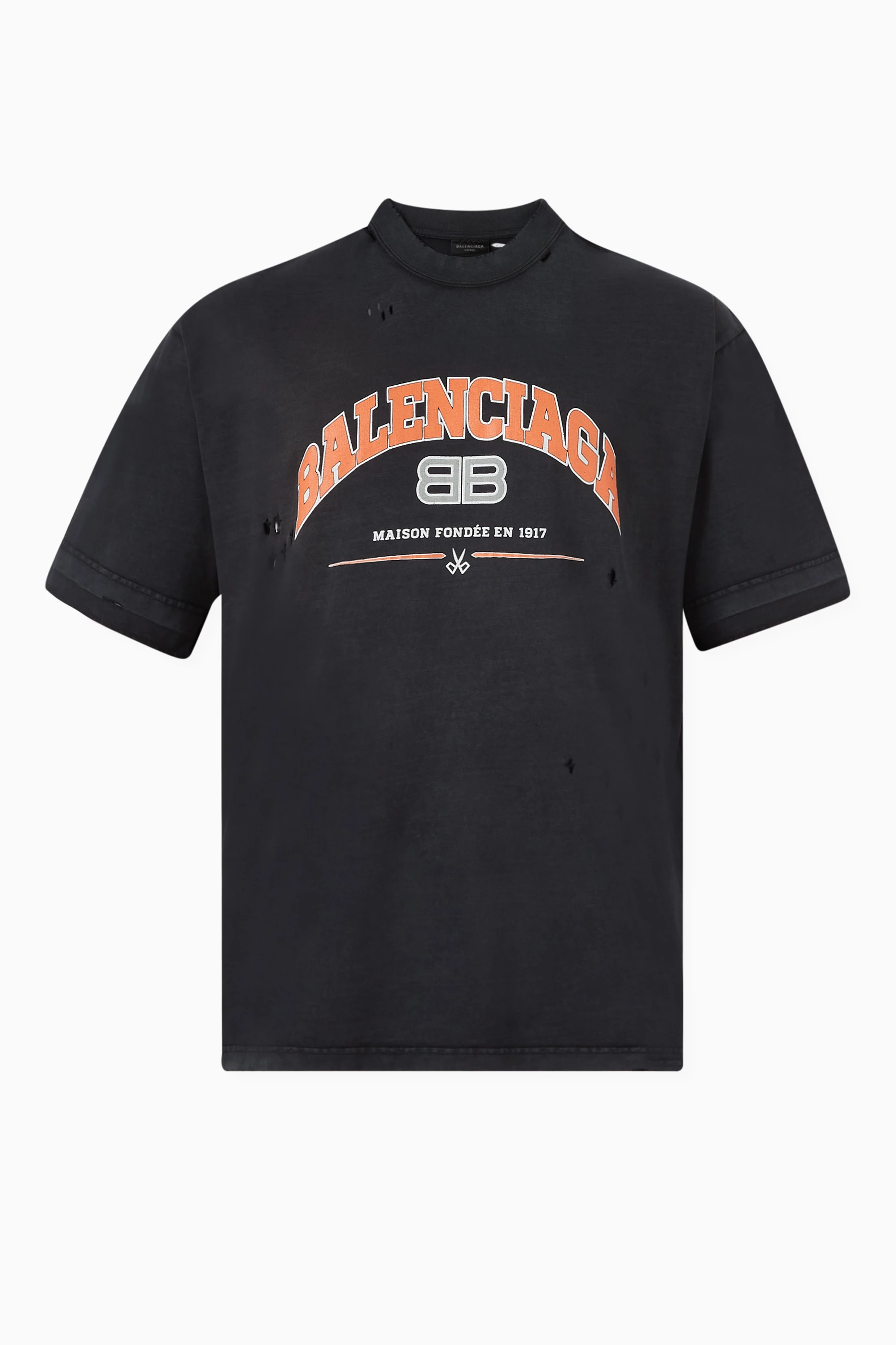 Buy Balenciaga Black Unisex Tape Type Medium-fit T-shirt in