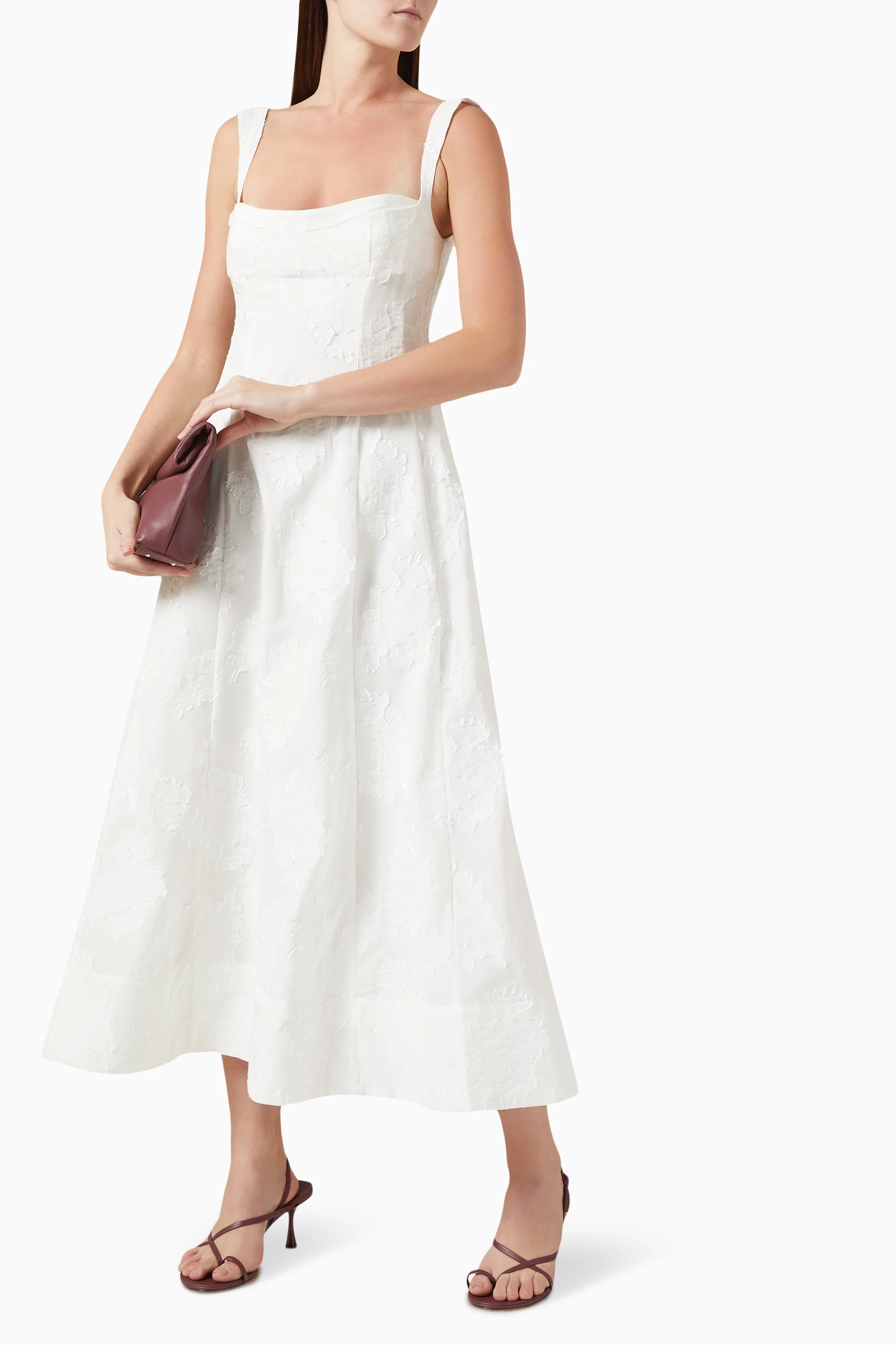 clea emilia jacquard midi dress Buy Clea White Emilia Embroidered Dress In Jacquard For Women Online
