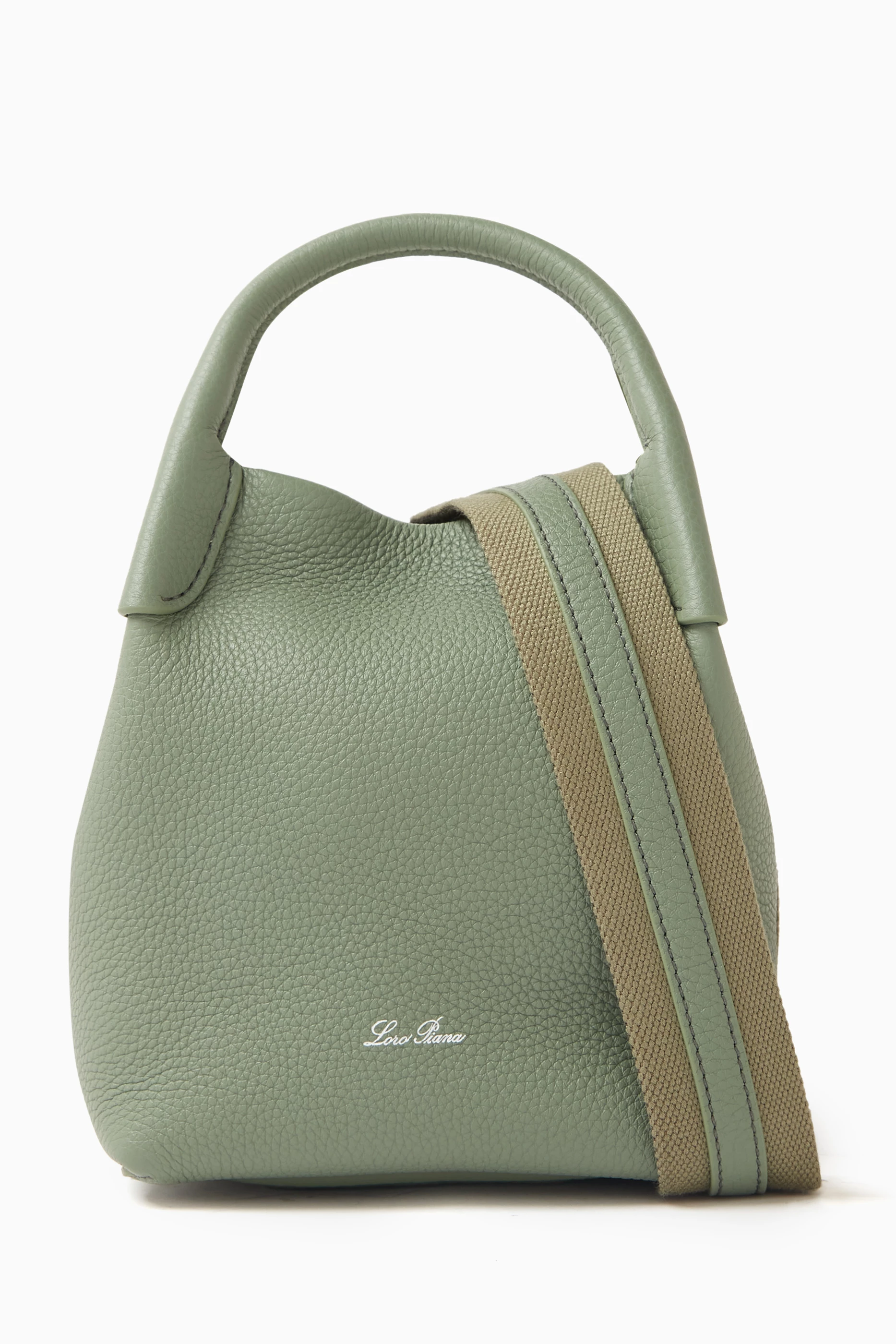 Buy Loro Piana Green Micro Bale Bag in Calfskin Leather For Women