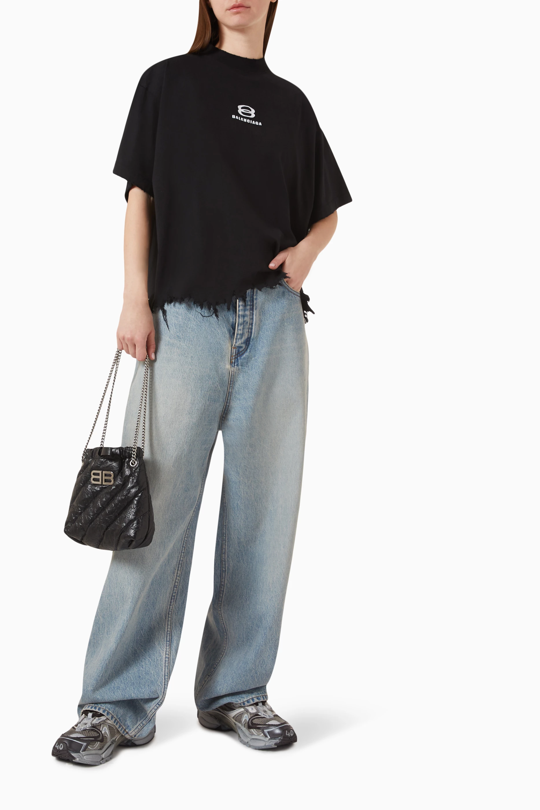 Buy Balenciaga Black Unisex Unity Sports Icon Cropped Large Fit T
